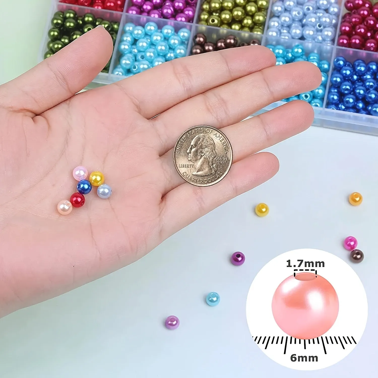 1960PCS 6mm Multicolor Pearl Beads for Crafting Jewelry Gifts