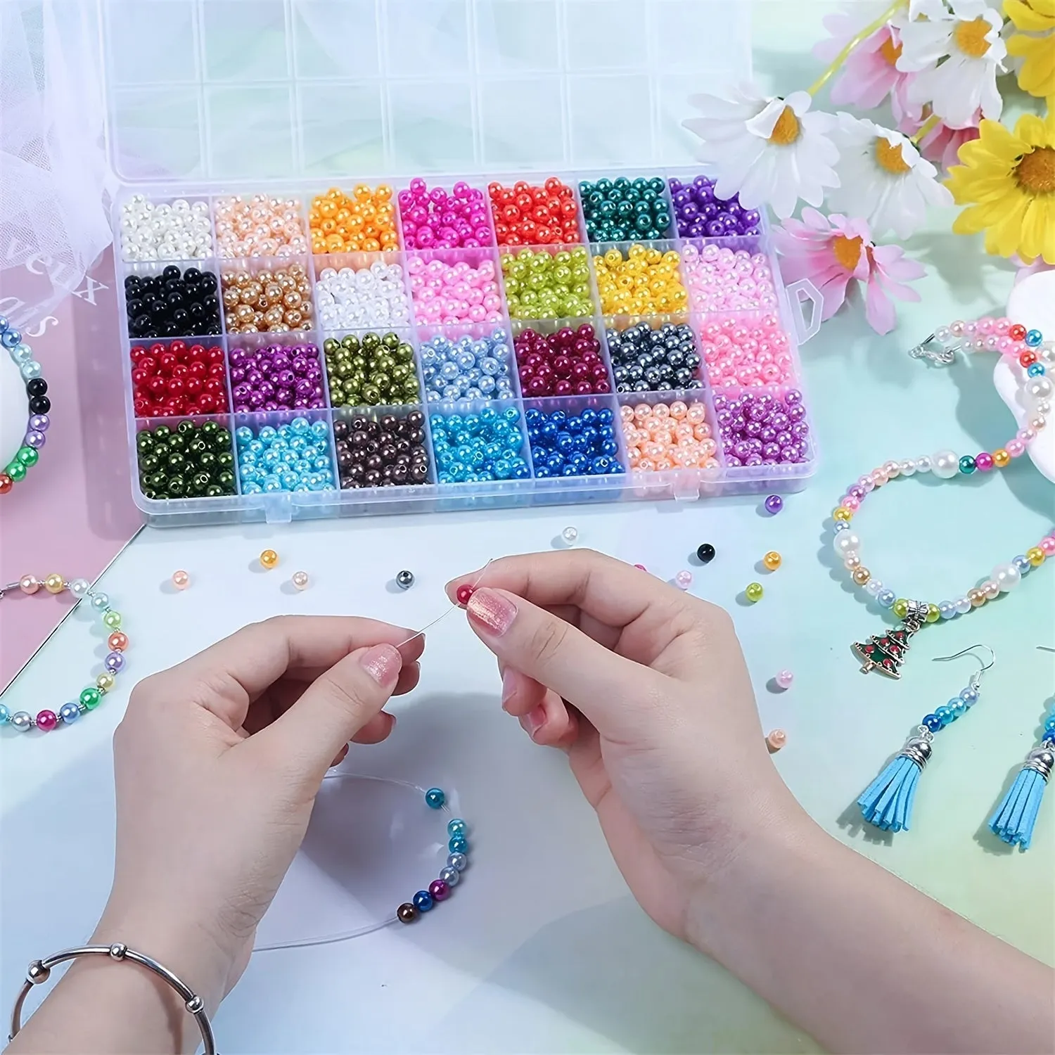 1960PCS 6mm Multicolor Pearl Beads for Crafting Jewelry Gifts