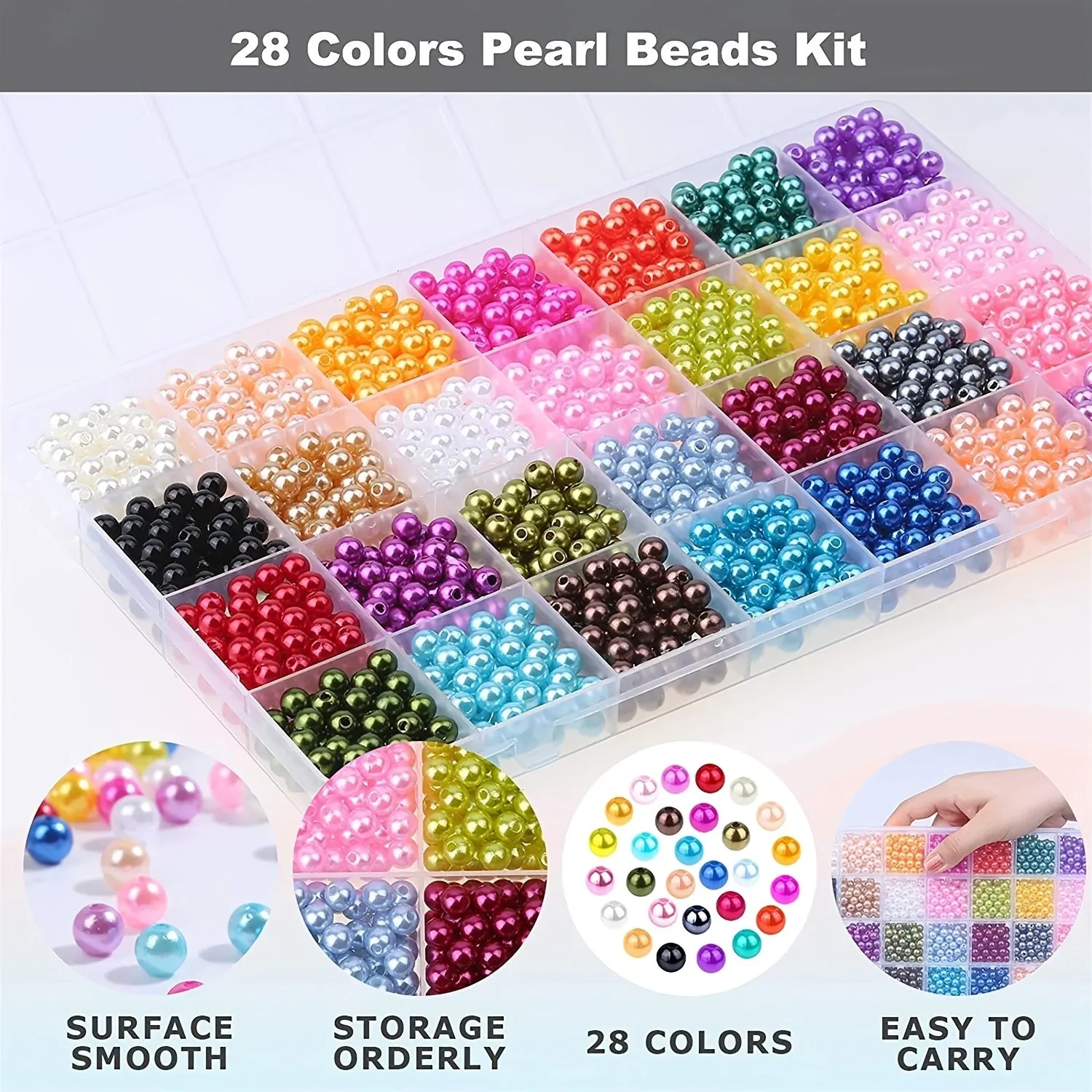 1960PCS 6mm Multicolor Pearl Beads for Crafting Jewelry Gifts
