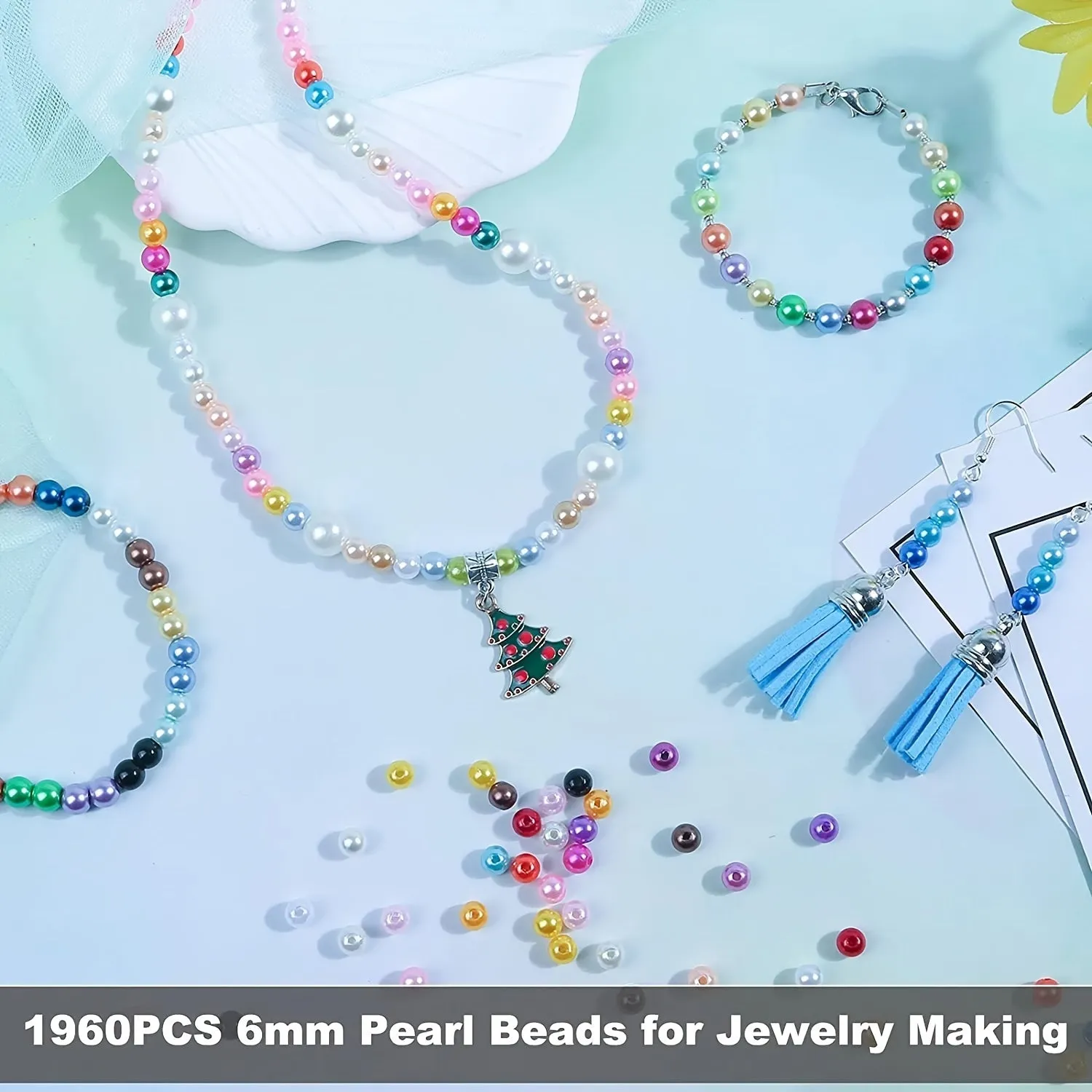 1960PCS 6mm Multicolor Pearl Beads for Crafting Jewelry Gifts