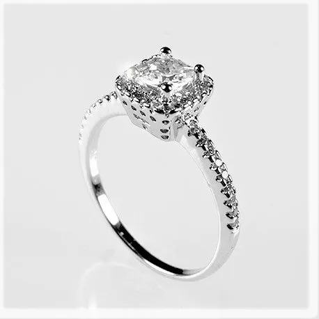 Ada Delicate Princess Cut Halo Engagement Ring | 1.25ct