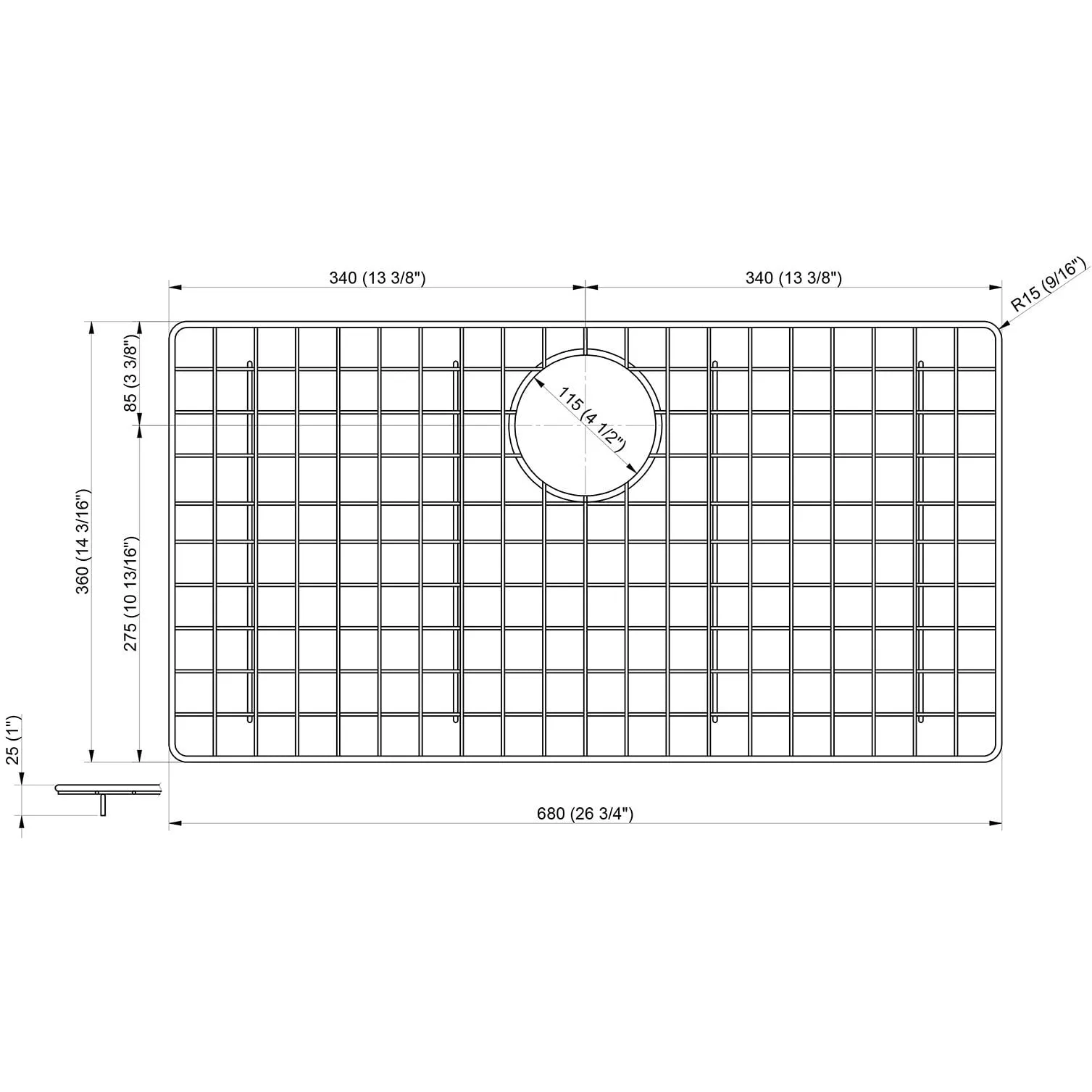 ALFI ABGR3322 Stainless Steel Grid for AB3322DI and AB3322UM