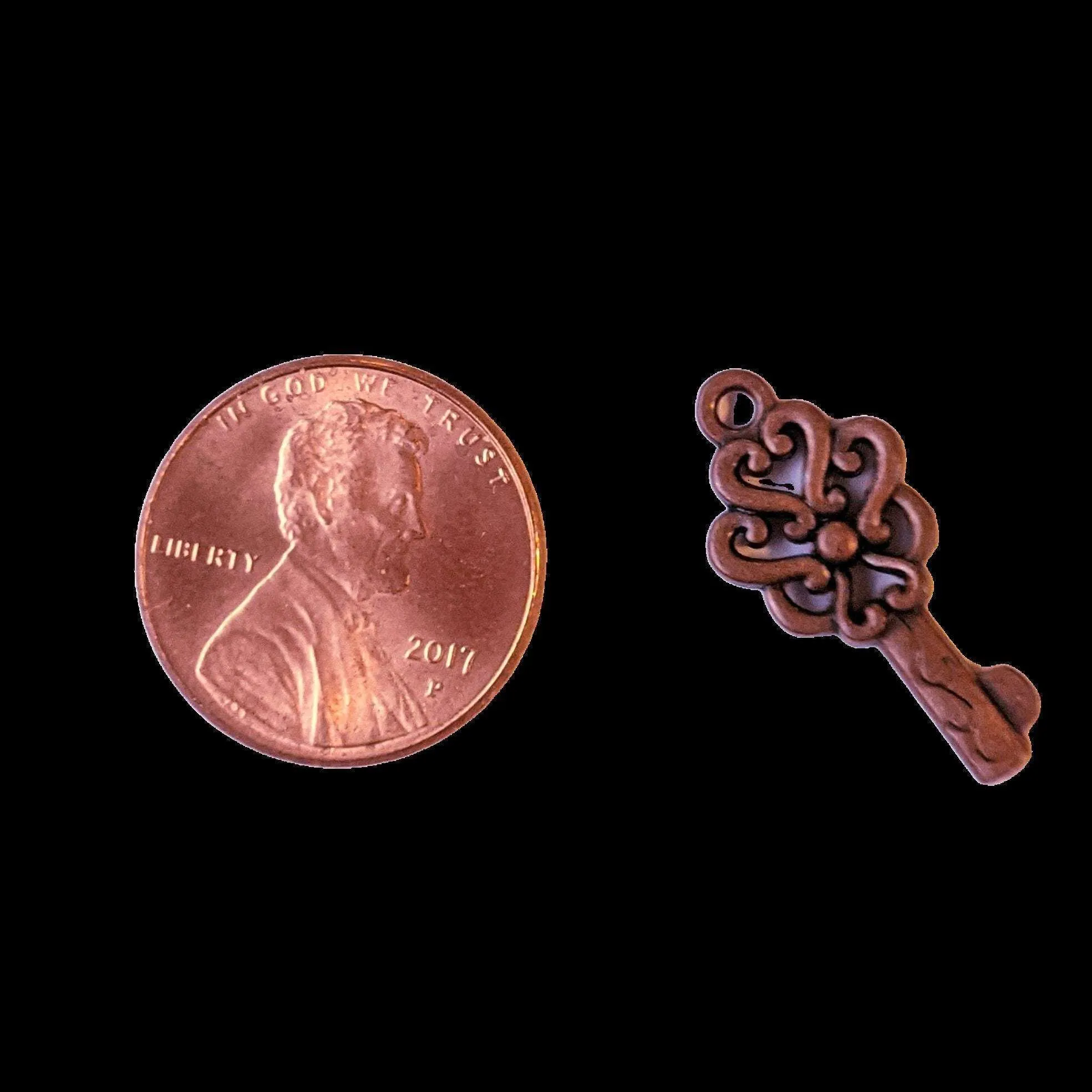 Antique Copper Fancy Key Charm
