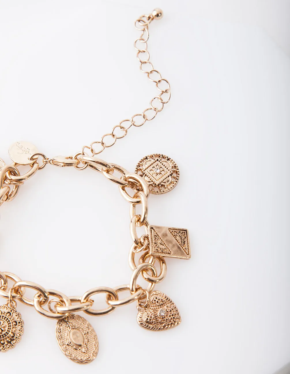 Antique Gold Charm Detail Chain Bracelet