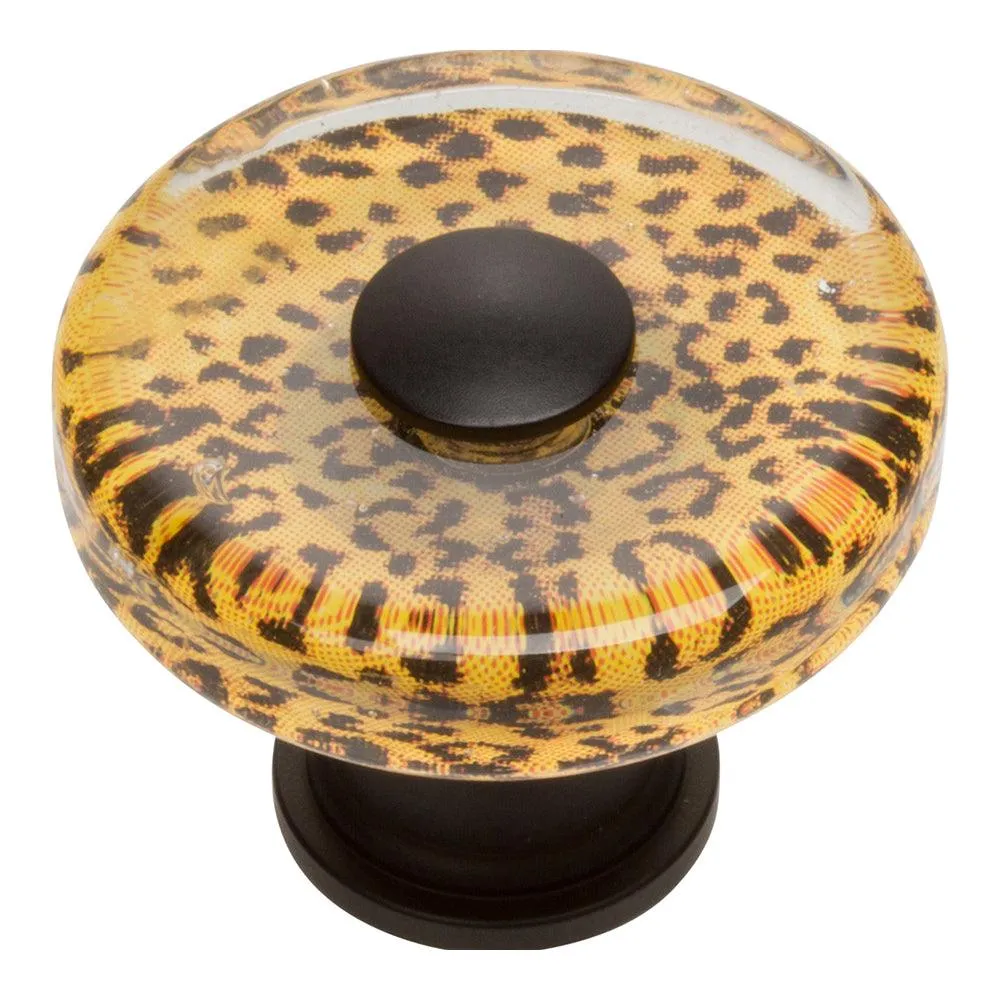 Atlas Homewares Cheetah Round Glass Knob 3231-BL Matte Black