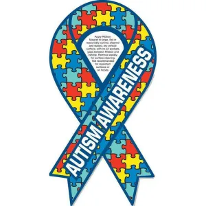 Autism Awareness Ribbon Car Magnet 4" x 8"