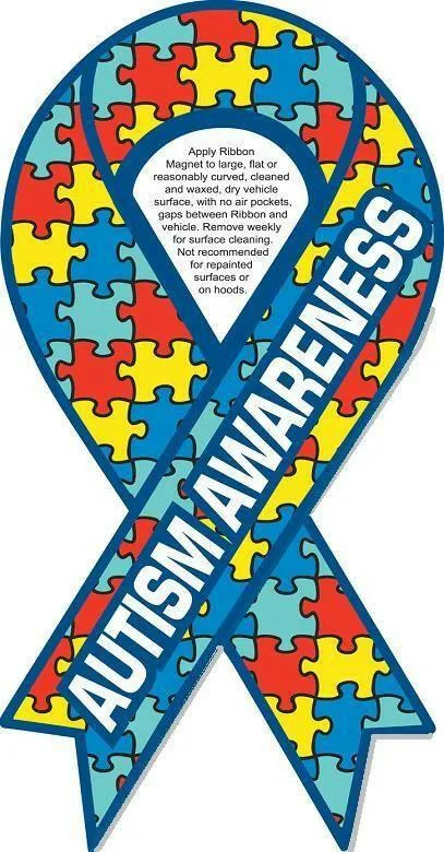 Autism Awareness Ribbon Car Magnet 4" x 8"