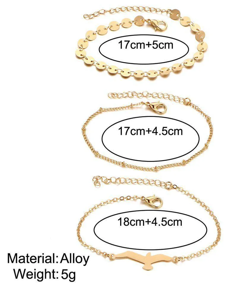 Bird & Sequin Design Chain Bracelet Set