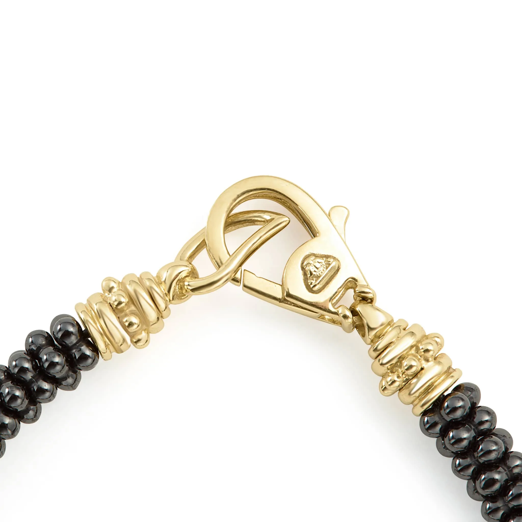 Black Caviar Five Large 18K Gold Station Ceramic Beaded Bracelet | 5mm