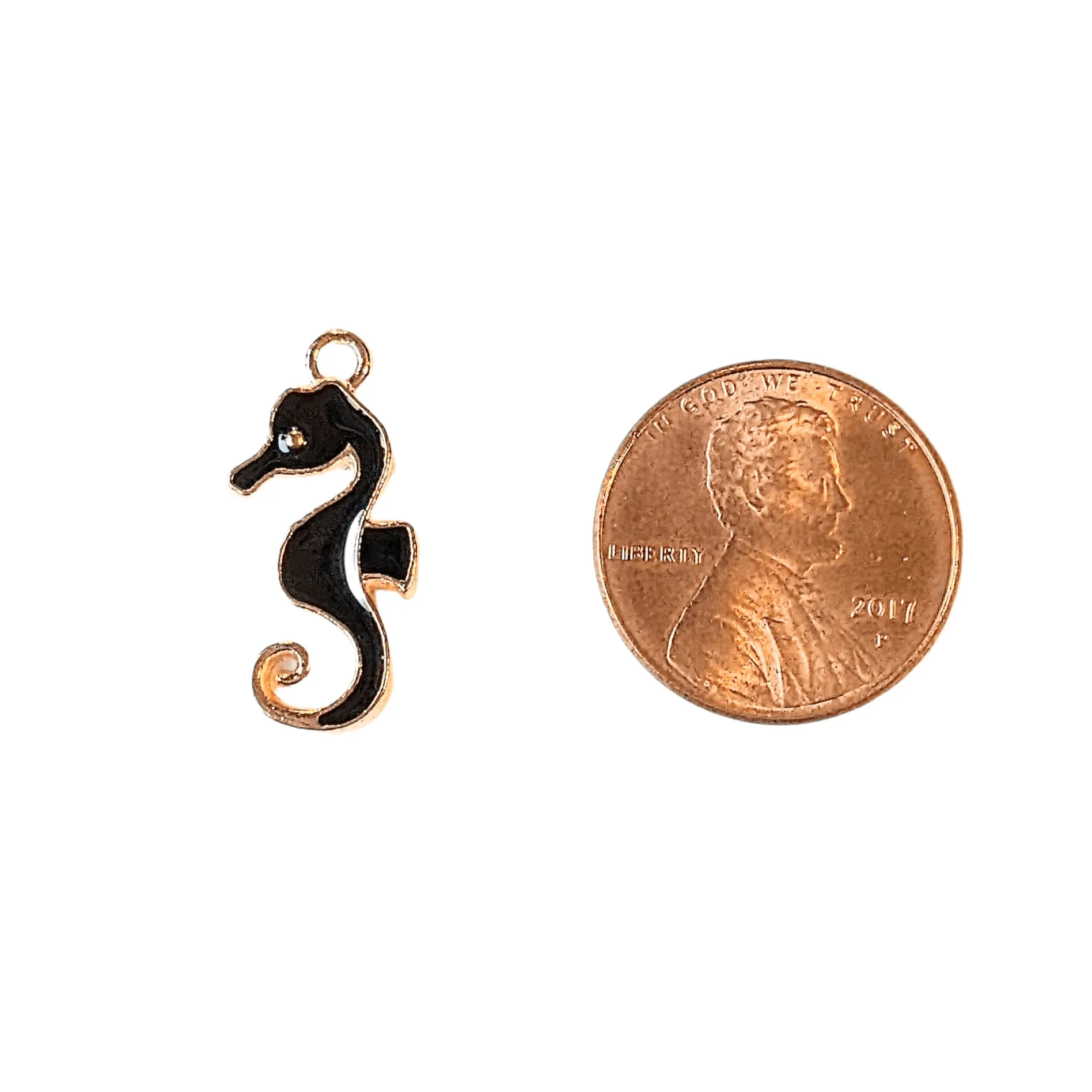 Black Seahorse Charm Pendant