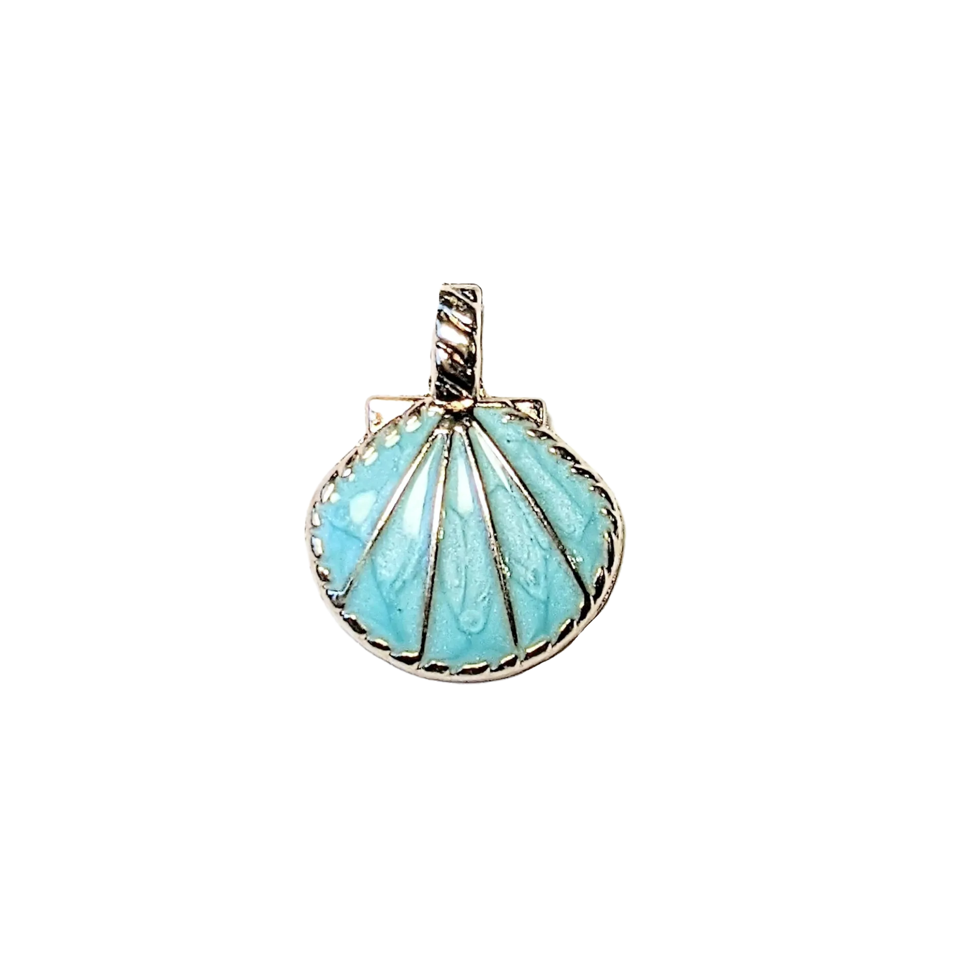 Blue Enamel Seashell Pendant