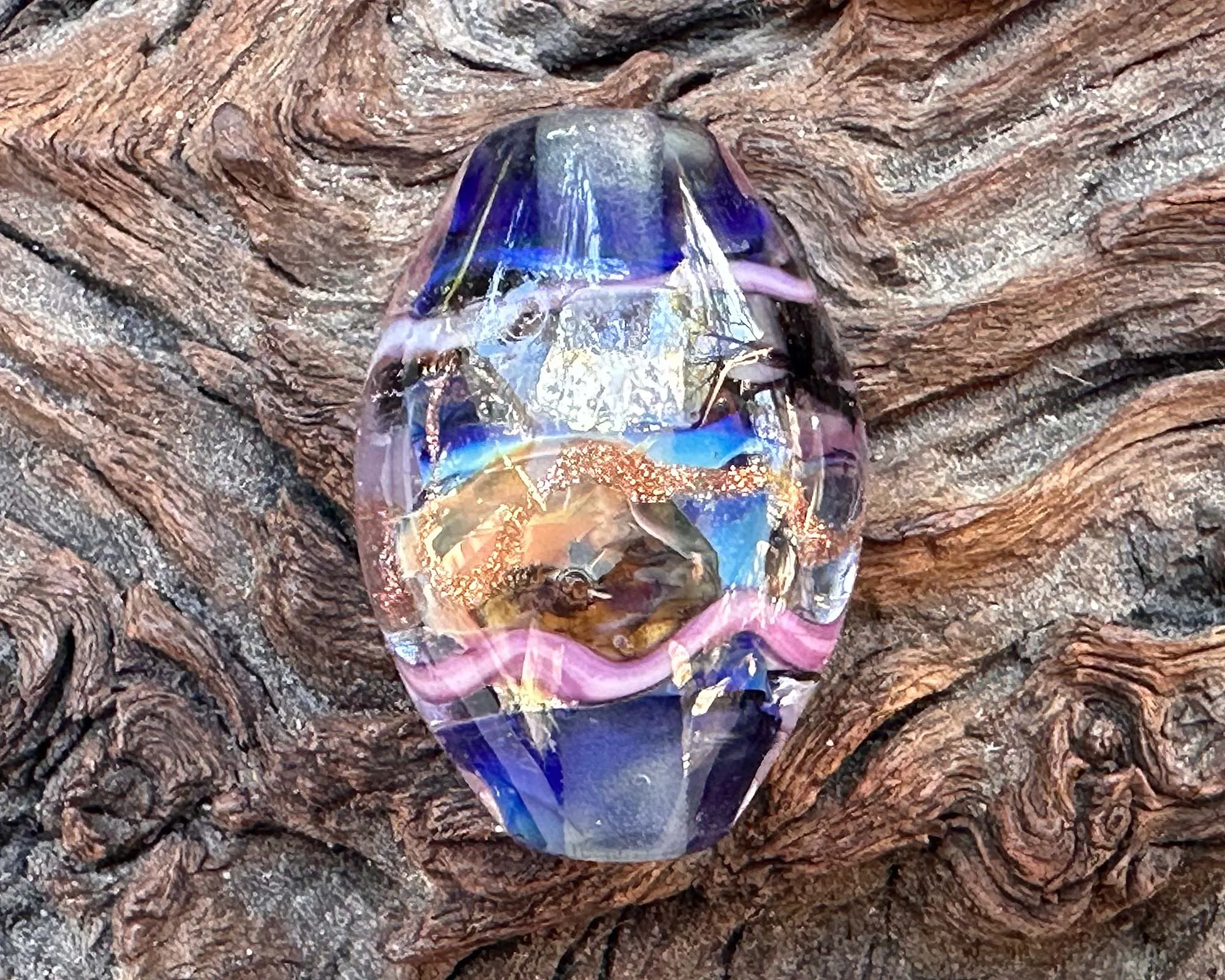 Blue Spiral Lampwork Focal Bead SRA