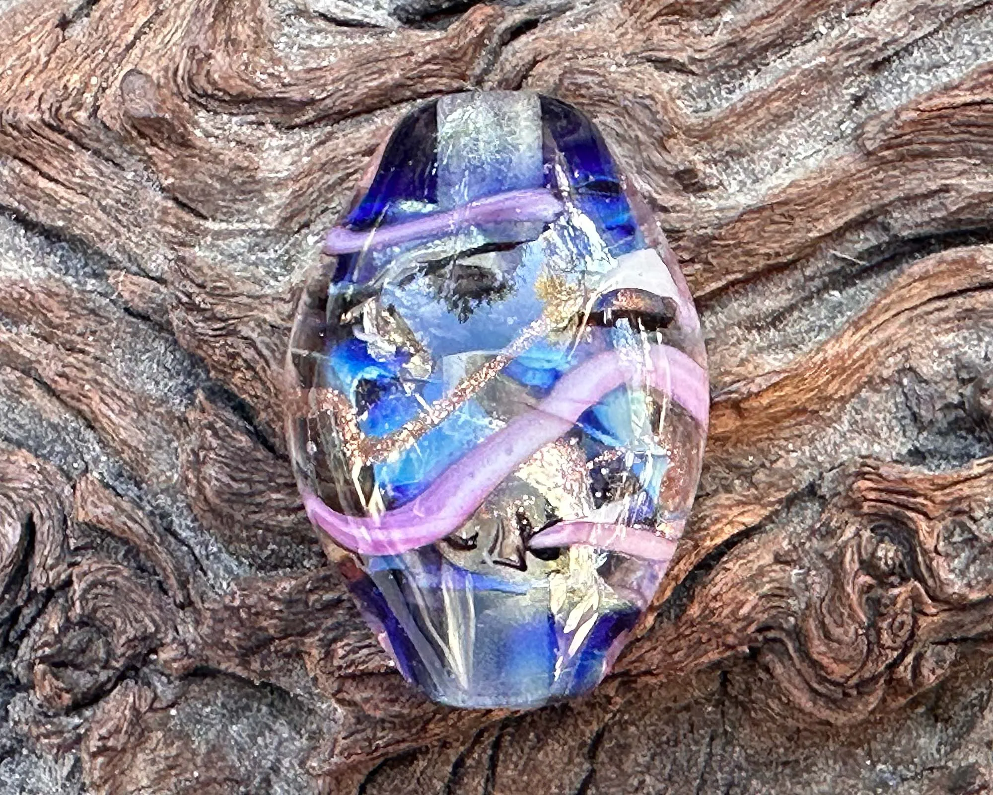 Blue Spiral Lampwork Focal Bead SRA