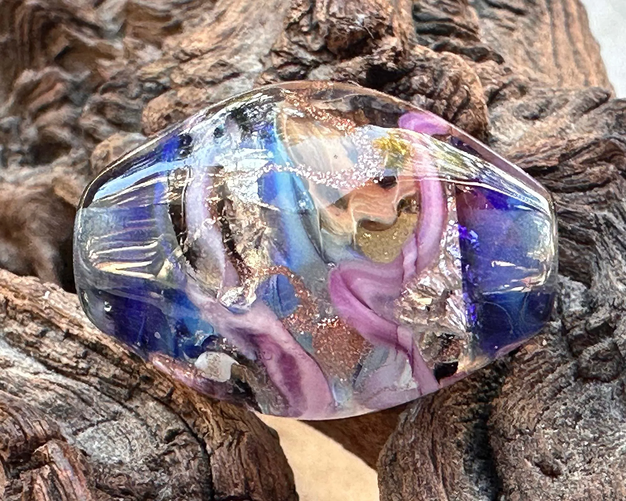 Blue Spiral Lampwork Focal Bead SRA