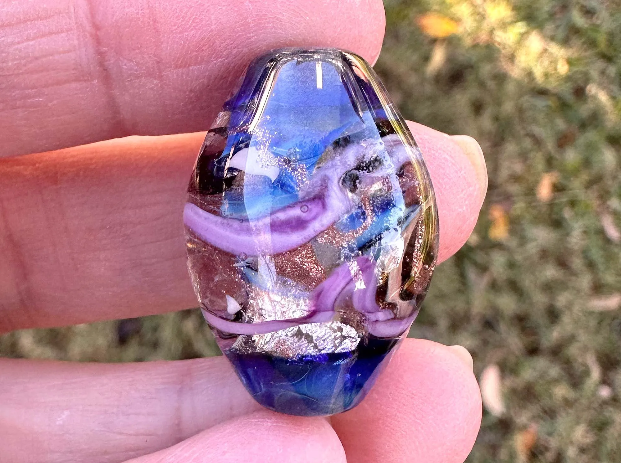 Blue Spiral Lampwork Focal Bead SRA