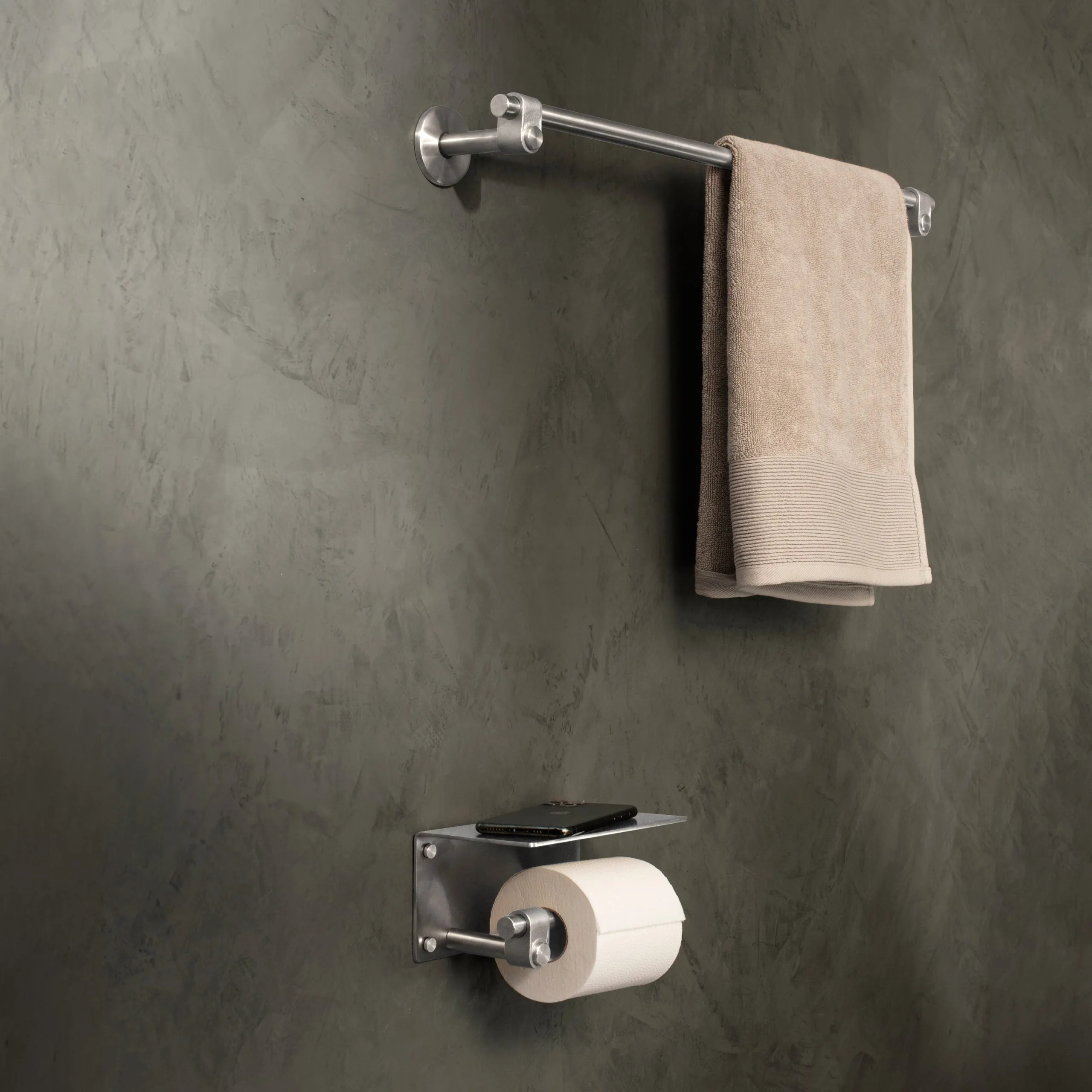 Cast Toilet Roll Holder with Shelf