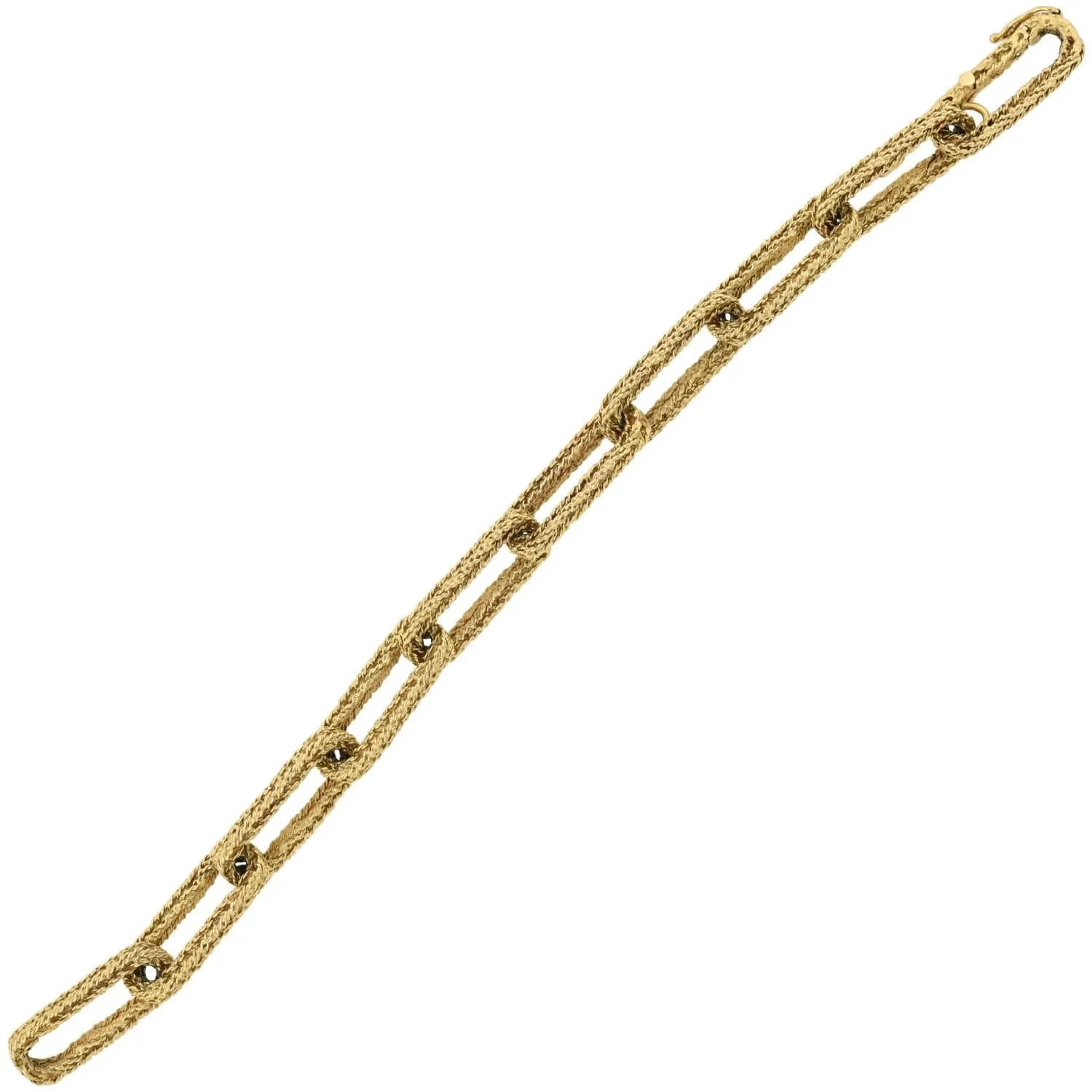 CELLINO Vintage 14kt Braided-Texture Paperclip Link Bracelet 36.9 grams