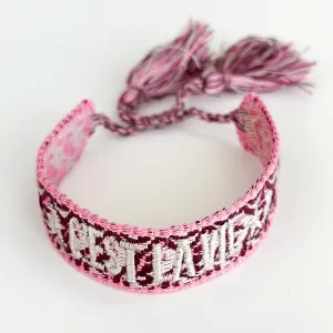 C'est La Vie Adjustable Bracelet |Wine/Pink/Natural Pattern