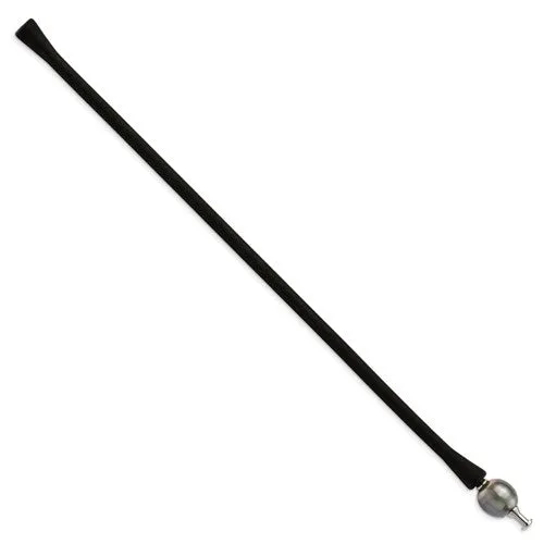 Chisel Stainless Steel 10-11mm Black Tahitian Pearl Black Silicone Bracelet with Hidden Clasp