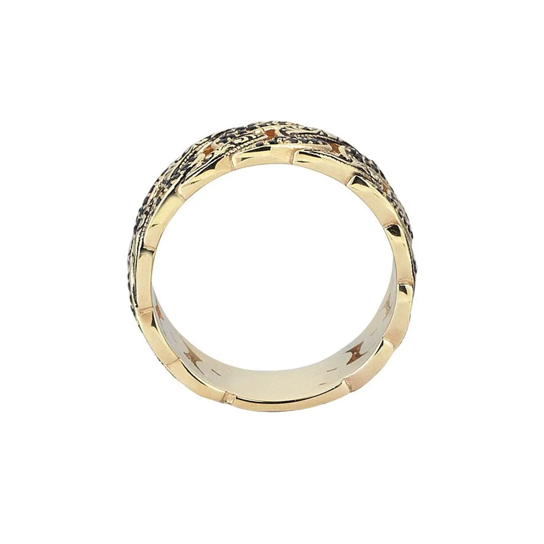 Classic Pave Chain Ring - Solid Gold