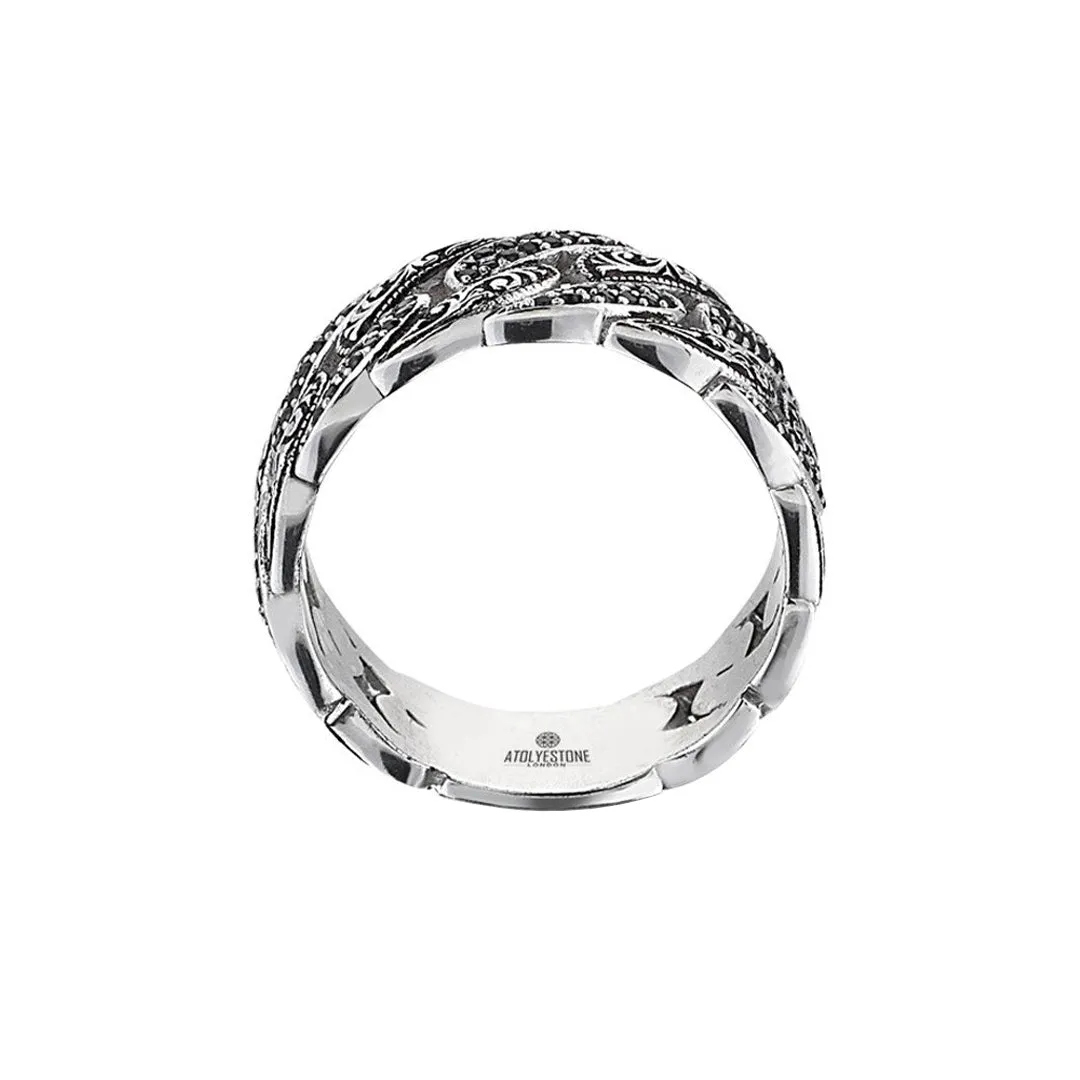 Classic Pave Chain Ring - Solid Gold
