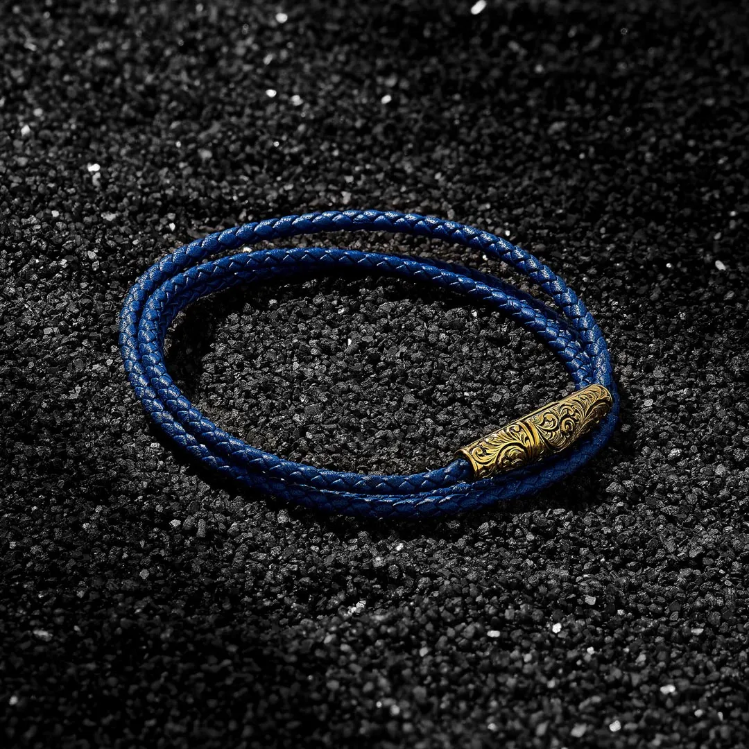 Classic Wrap Leather Bracelet - Solid Yellow Gold