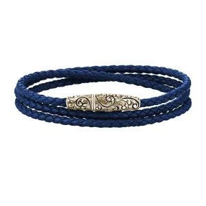Classic Wrap Leather Bracelet - Solid Yellow Gold