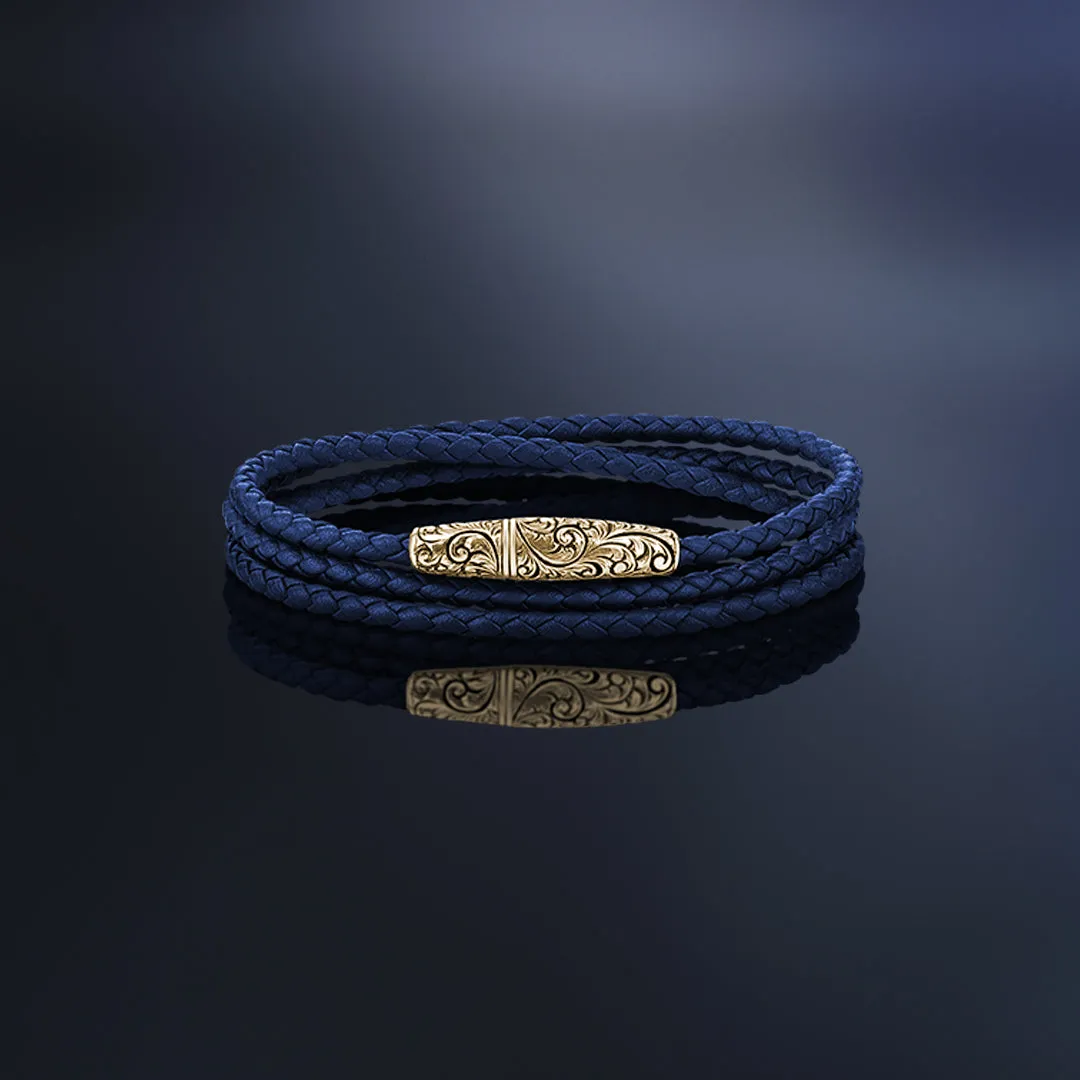 Classic Wrap Leather Bracelet - Solid Yellow Gold