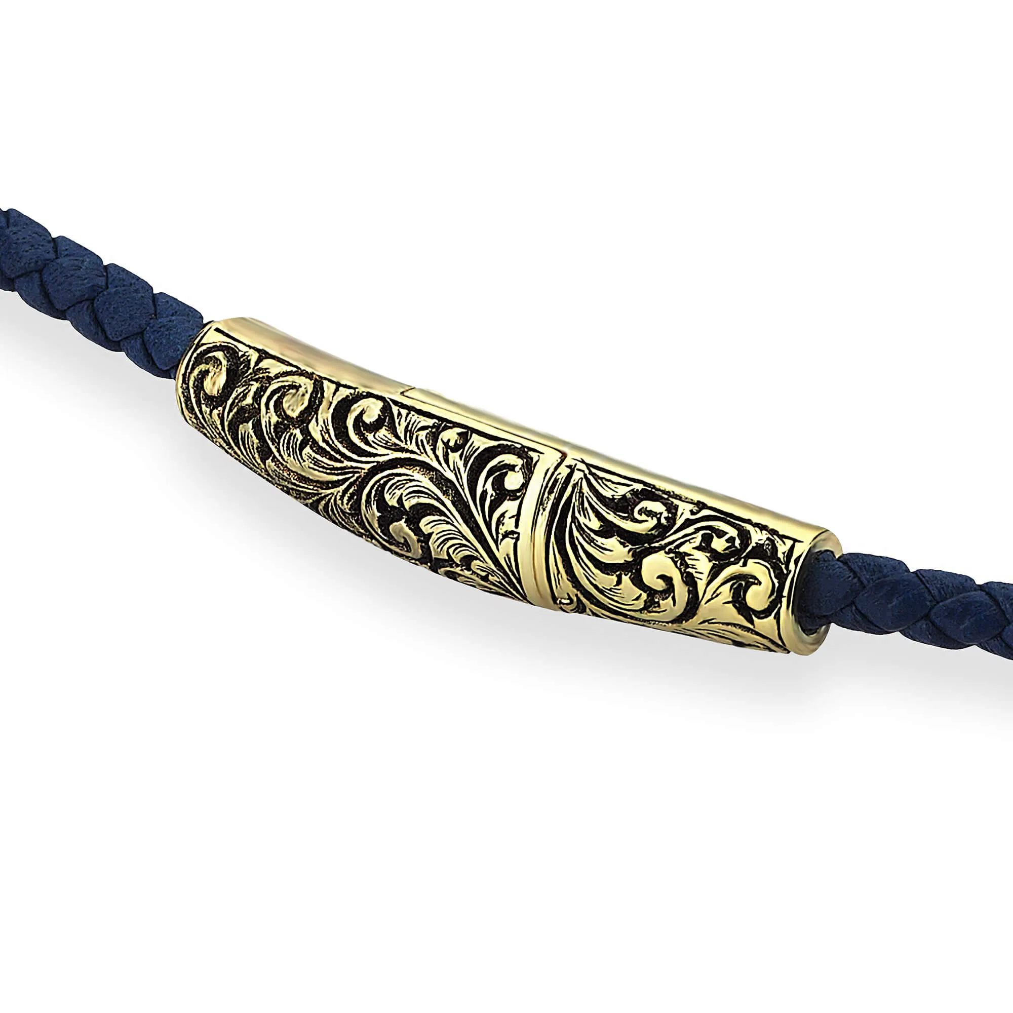 Classic Wrap Leather Bracelet - Solid Yellow Gold