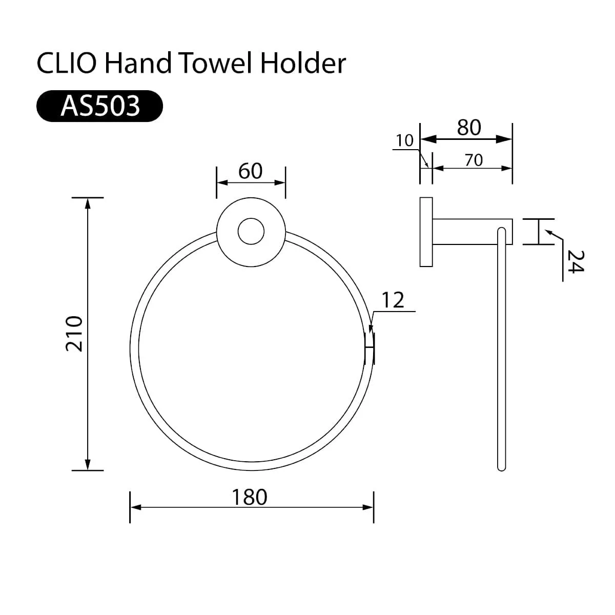 Clio Hand Towel Holder Brushed Gold