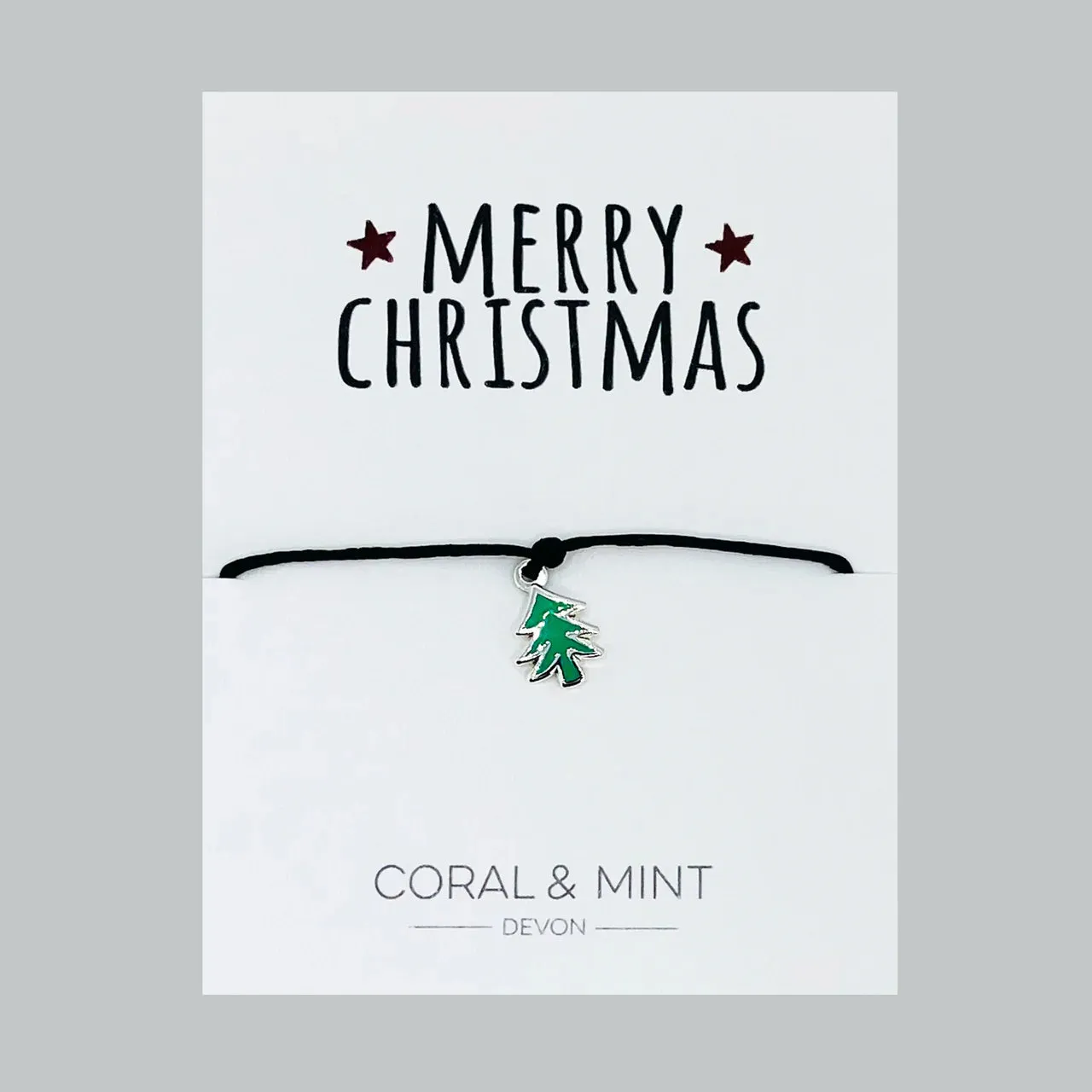 Coral & Mint Christmas Tree Charm Bracelet