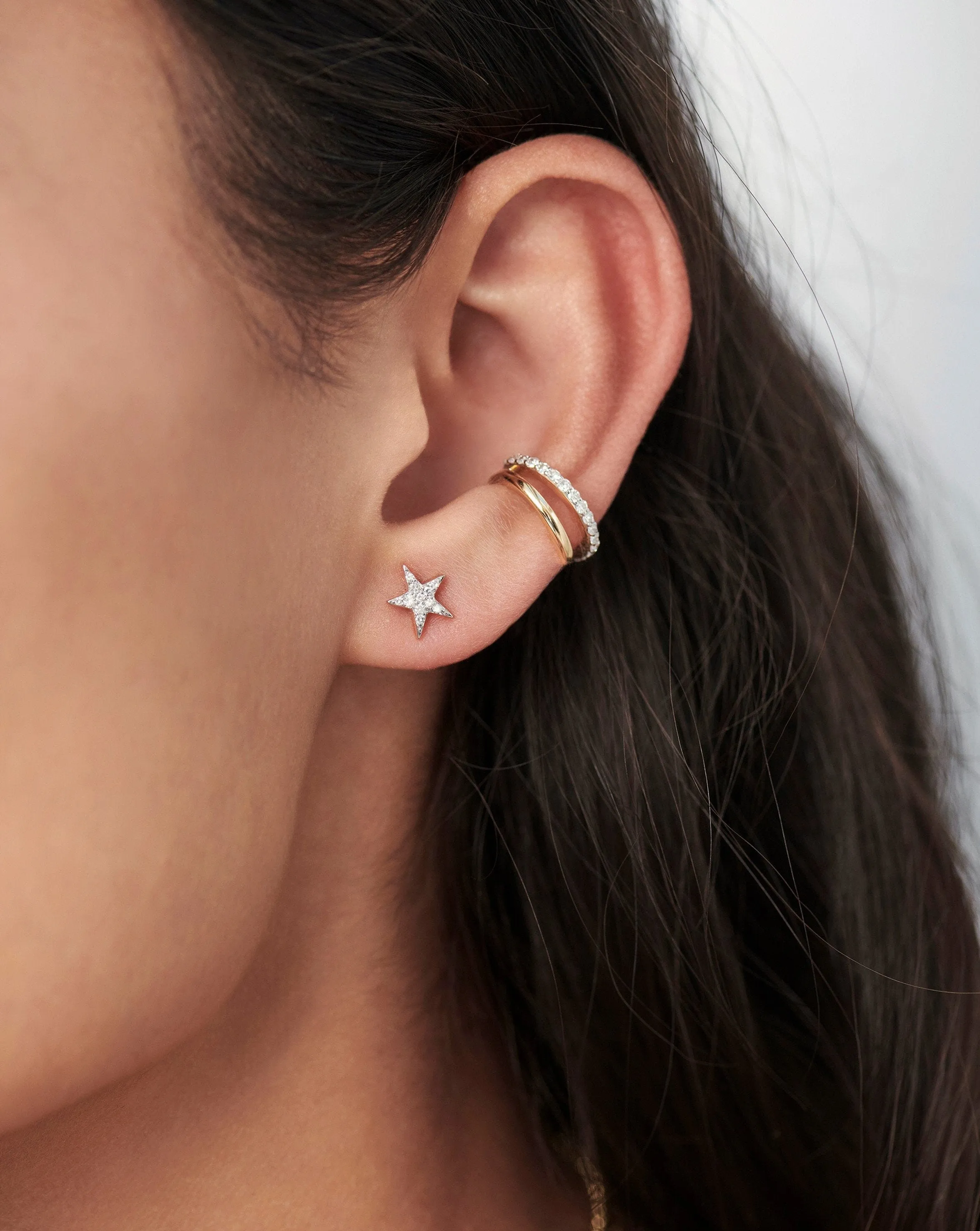 Fine Diamond Small Star Stud Earrings | 14ct Solid Gold/Diamond