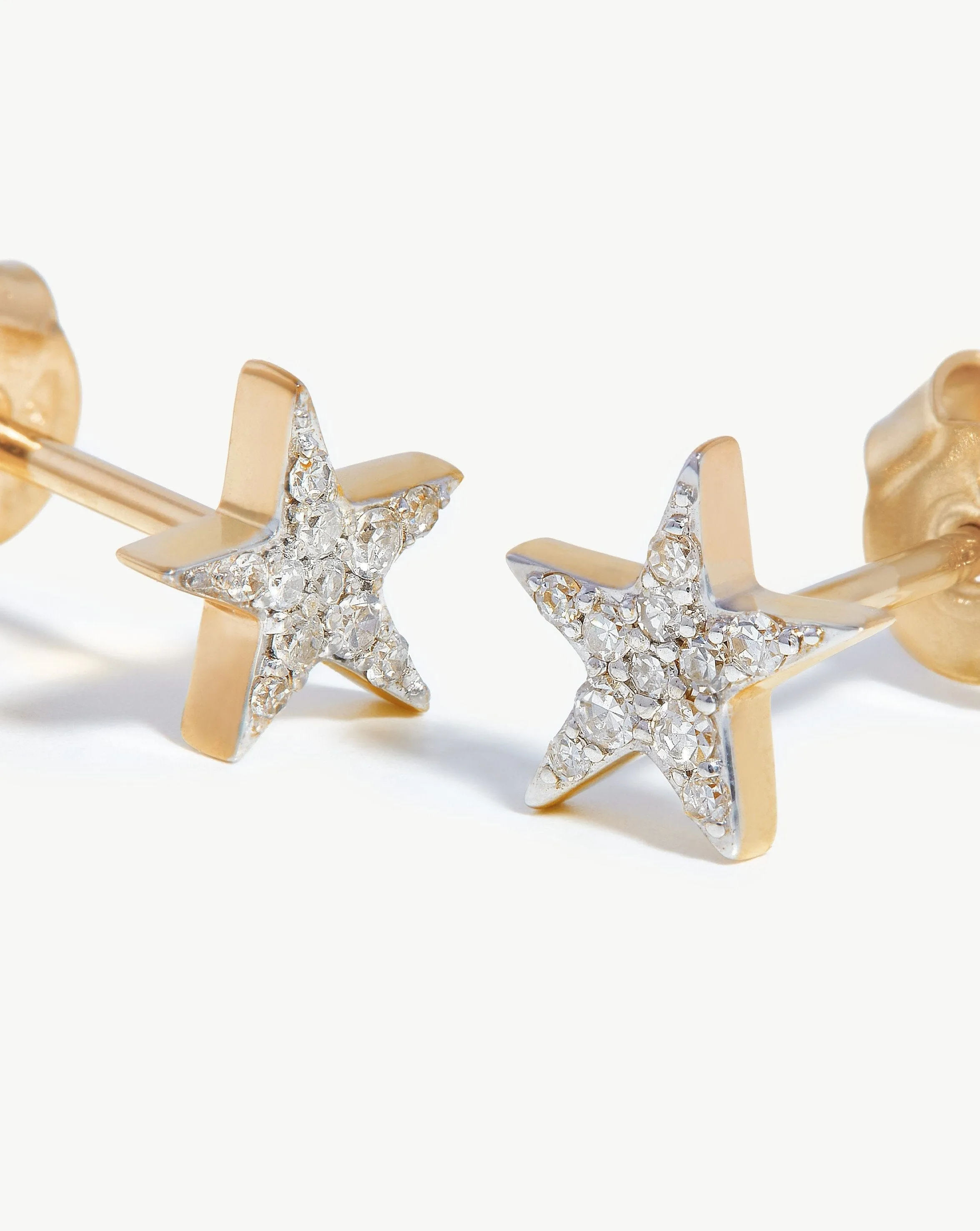 Fine Diamond Small Star Stud Earrings | 14ct Solid Gold/Diamond