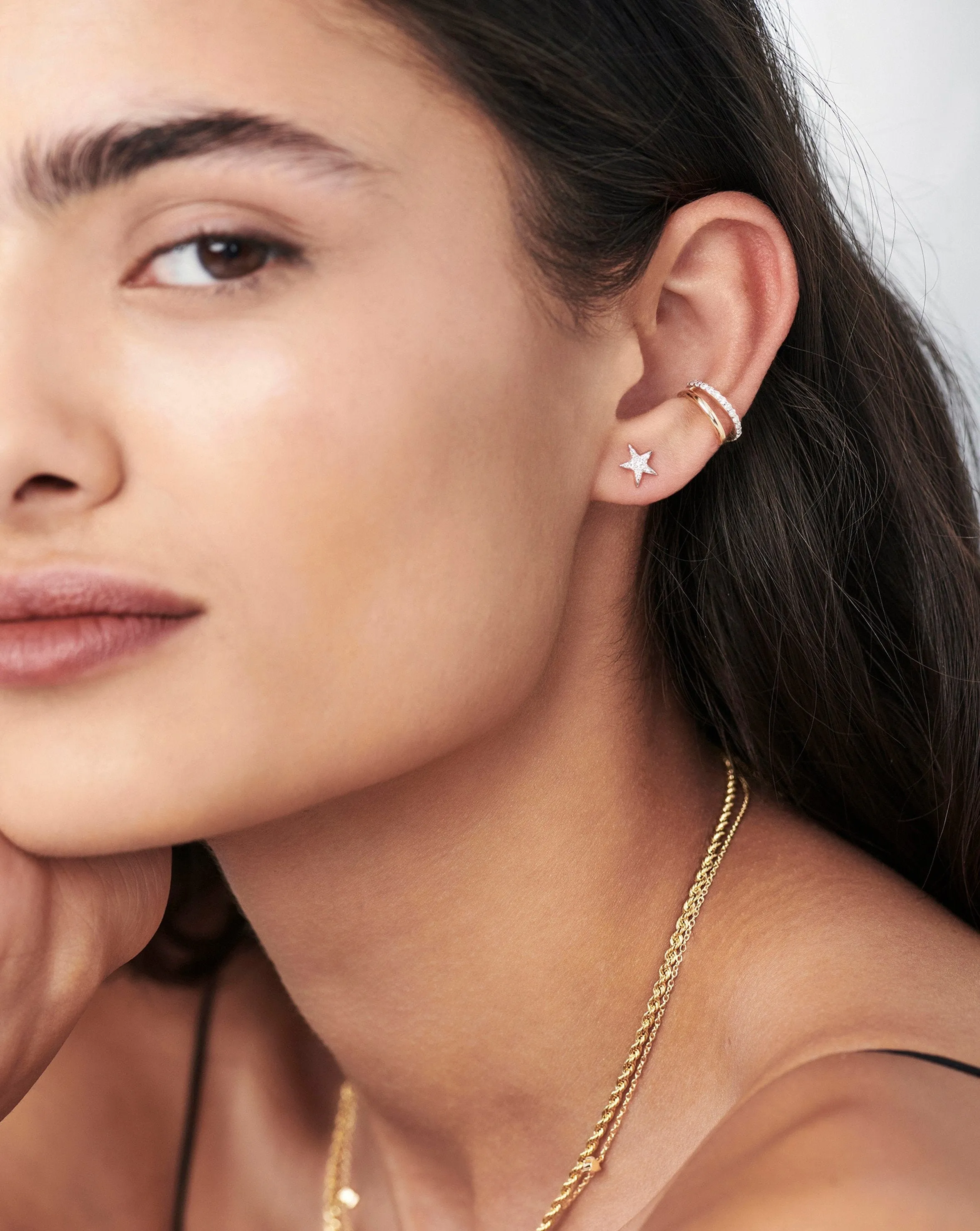Fine Diamond Small Star Stud Earrings | 14ct Solid Gold/Diamond
