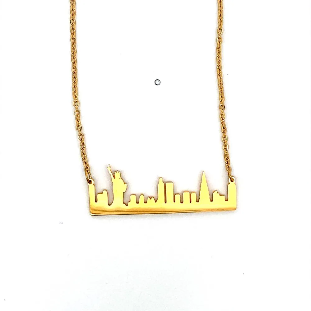 Gold Plated New York City Silhouette  Necklace For Women X3660