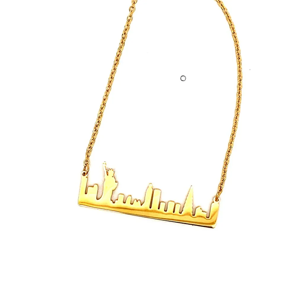 Gold Plated New York City Silhouette  Necklace For Women X3660