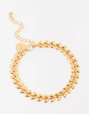 Gold Plated Toga Leaf Bracelet