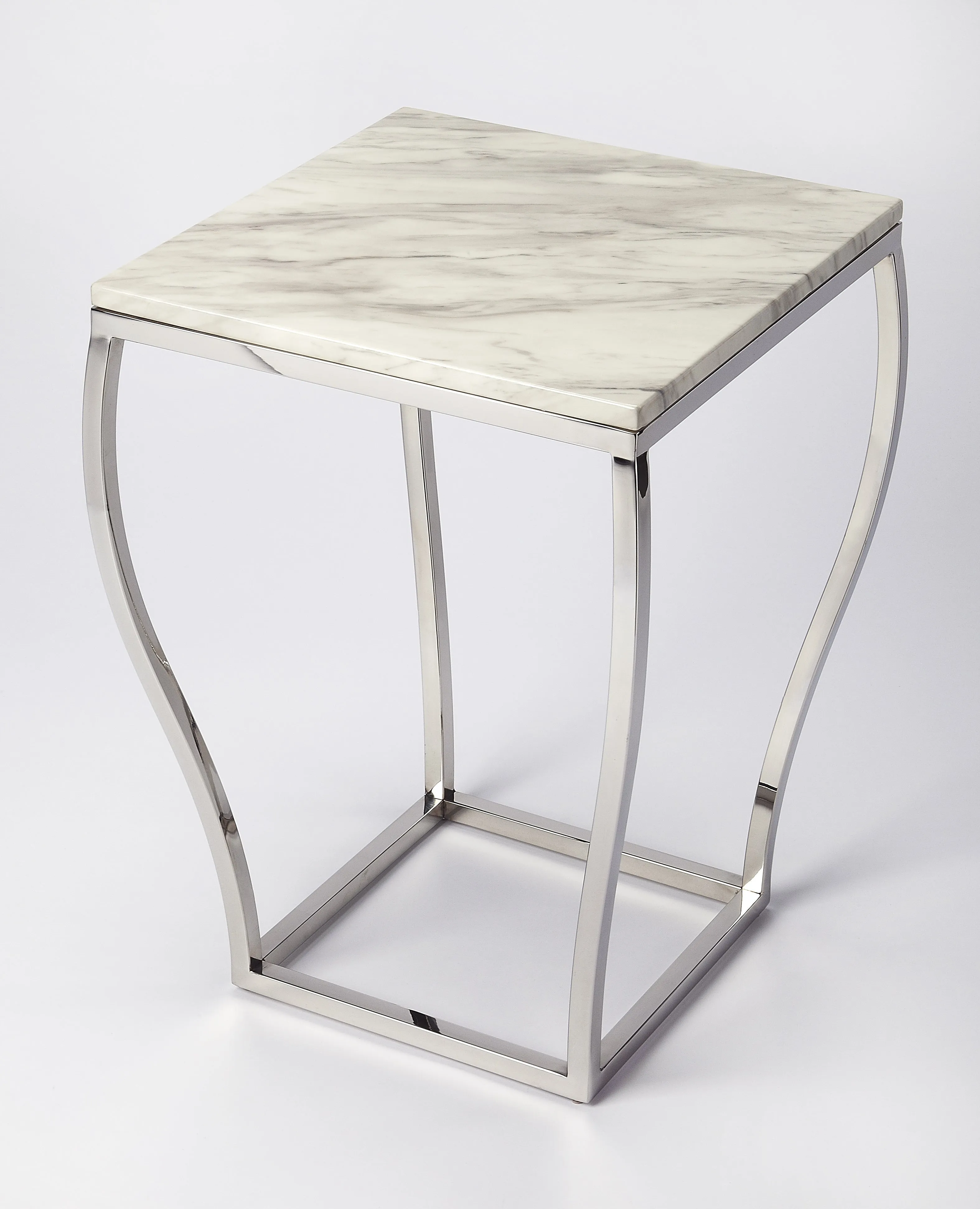 Haley Marble & Metal End Table in Silver  5278220