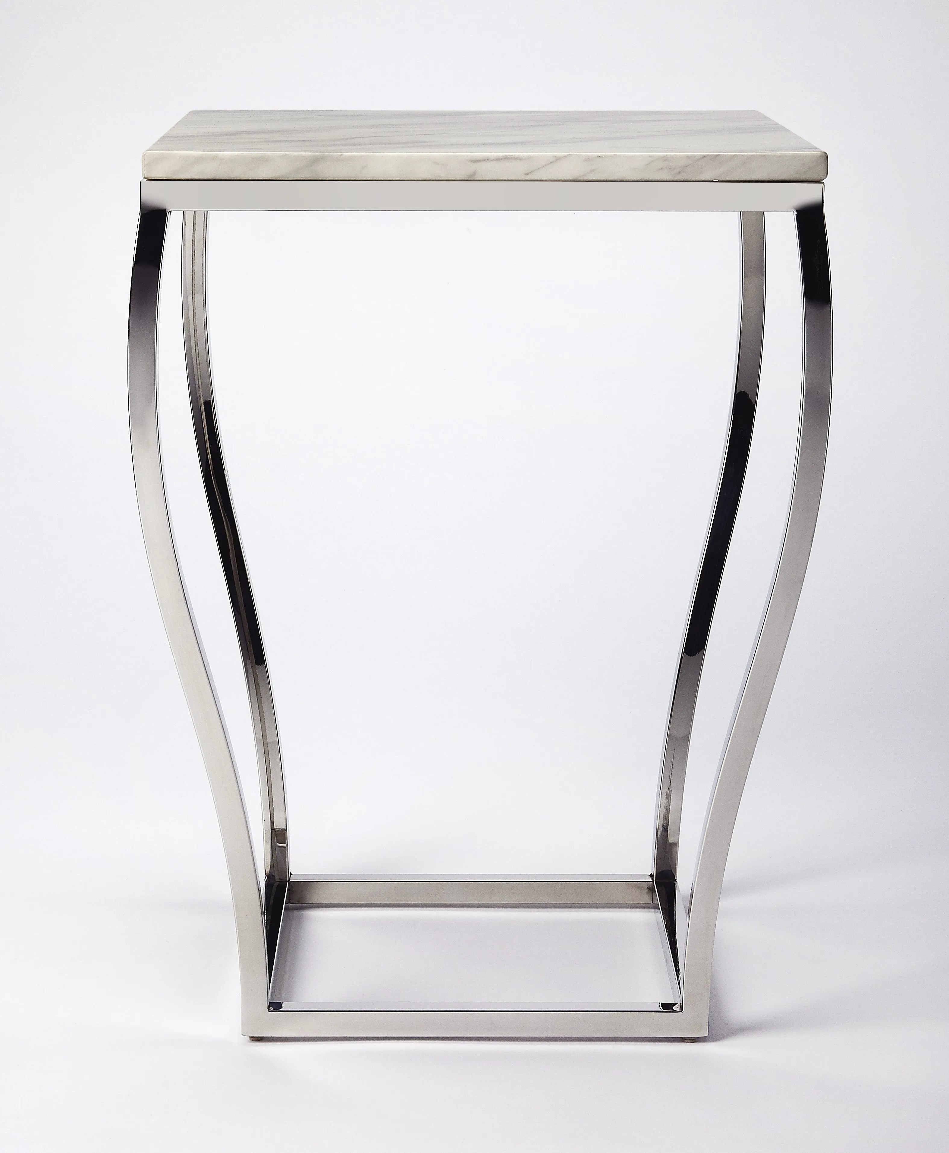Haley Marble & Metal End Table in Silver  5278220