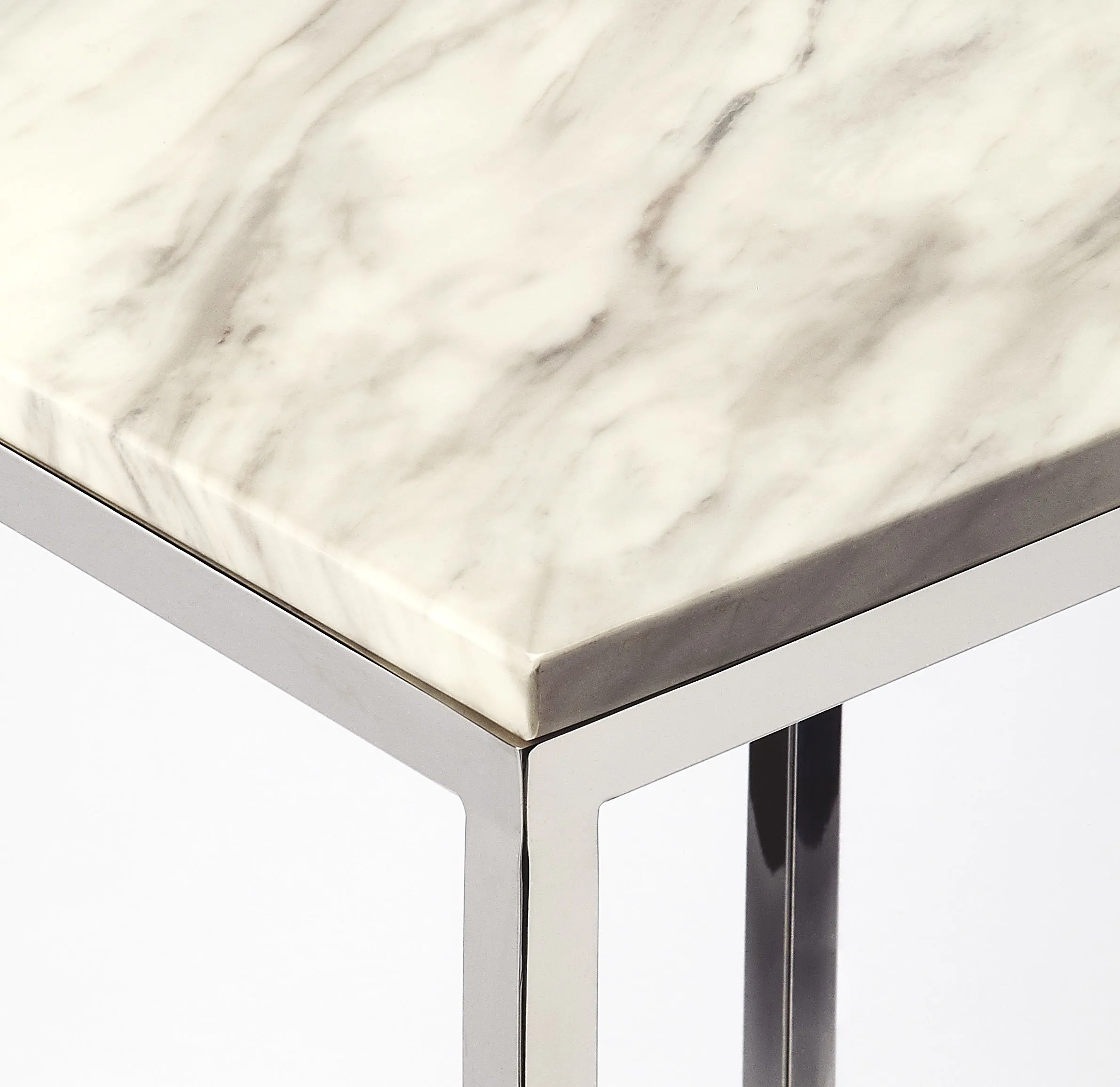 Haley Marble & Metal End Table in Silver  5278220