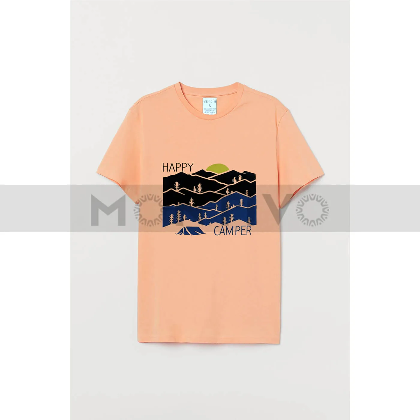 Happy Camper Printed Peach Graphic Tee