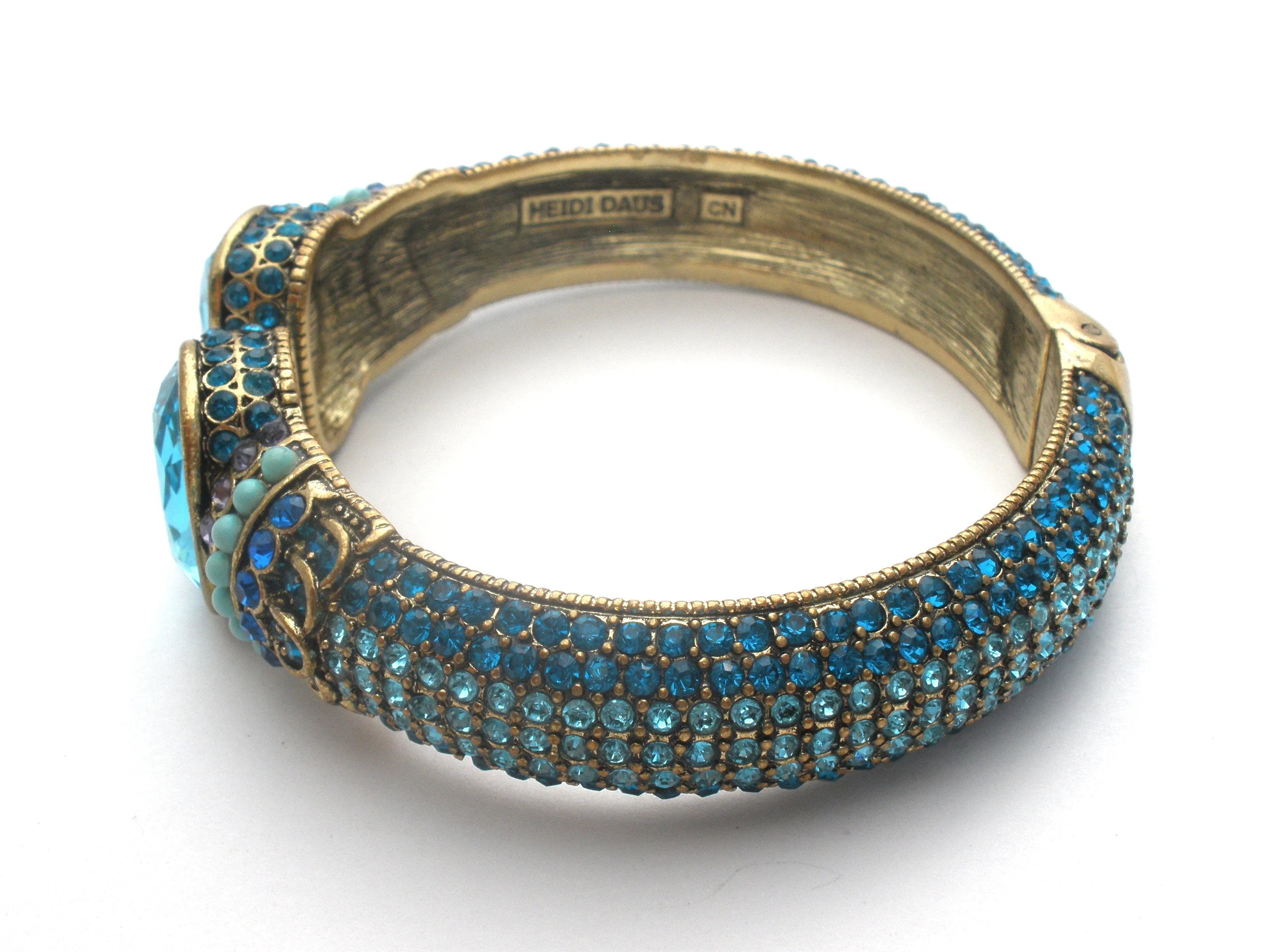 Heidi Daus Blue Crystal Clamper Bangle Bracelet