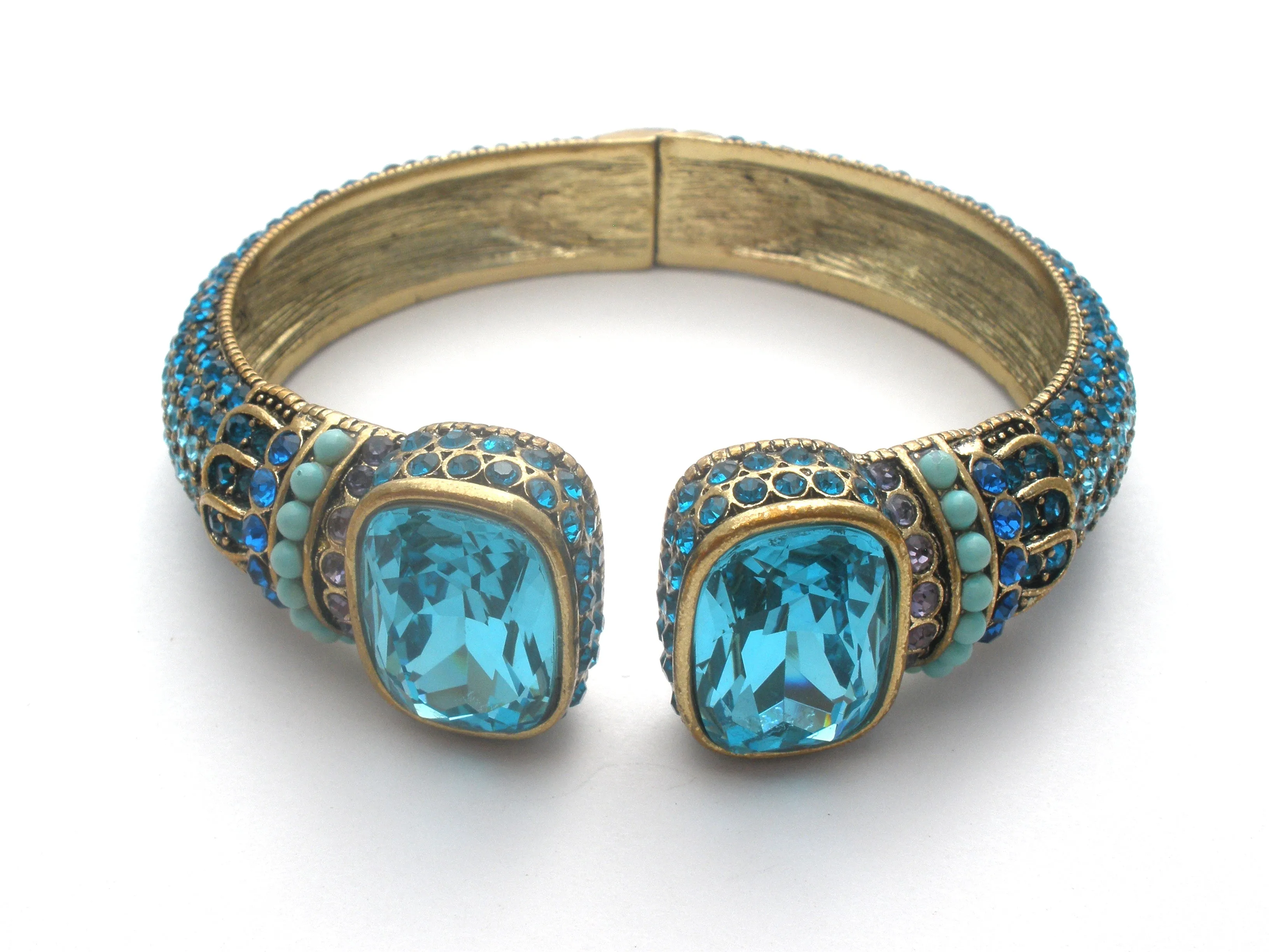 Heidi Daus Blue Crystal Clamper Bangle Bracelet