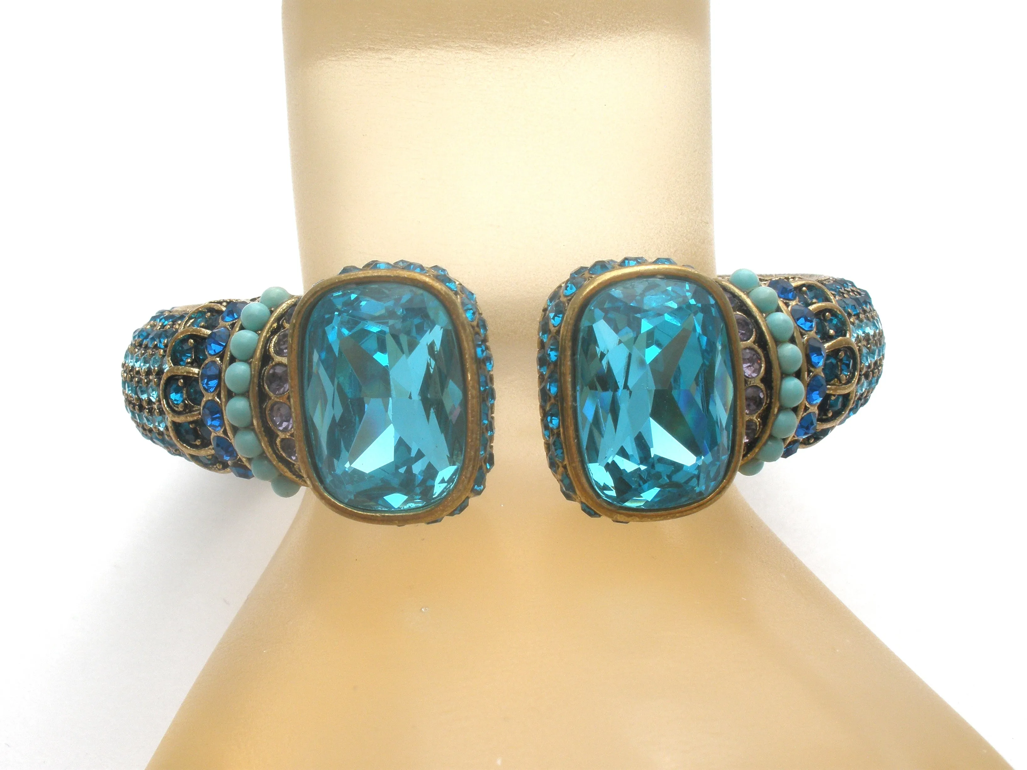 Heidi Daus Blue Crystal Clamper Bangle Bracelet