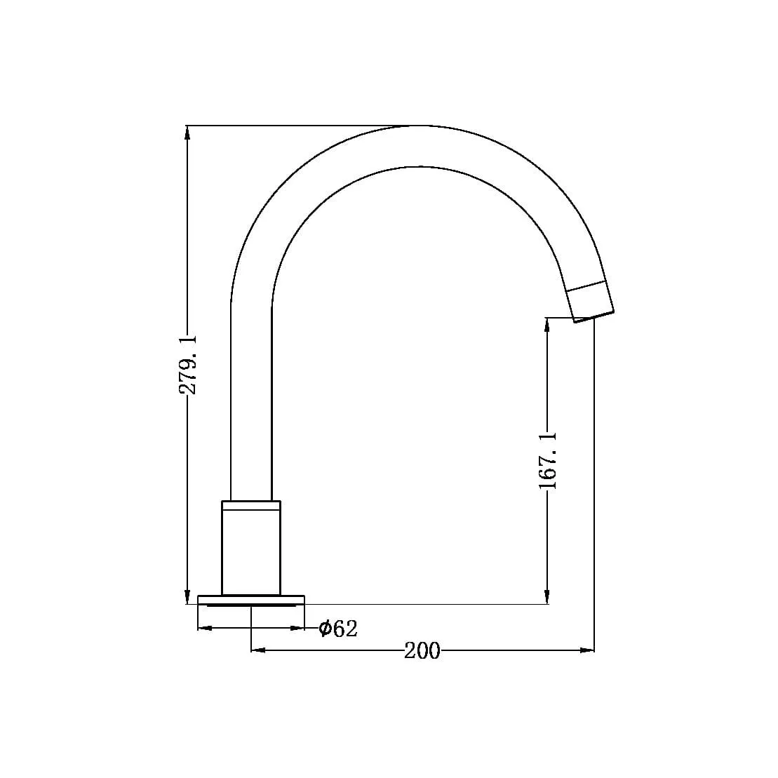KARA HOB MOUNT BATH SPOUT ONLY G1/2 FEMALE INLET Matte Black