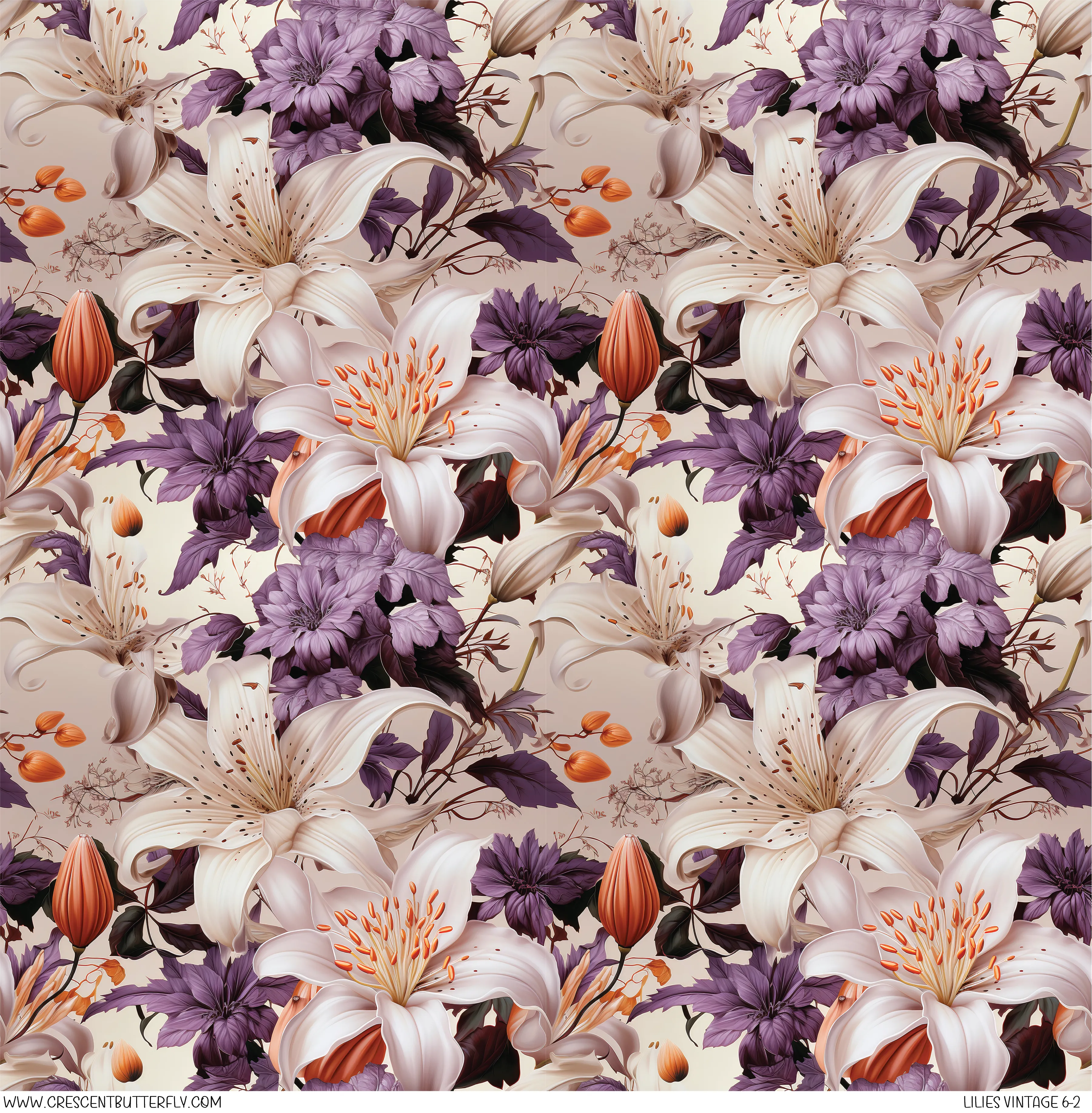 Lilies Vintage 6-2 Printed Vinyl Sheet/Wrap