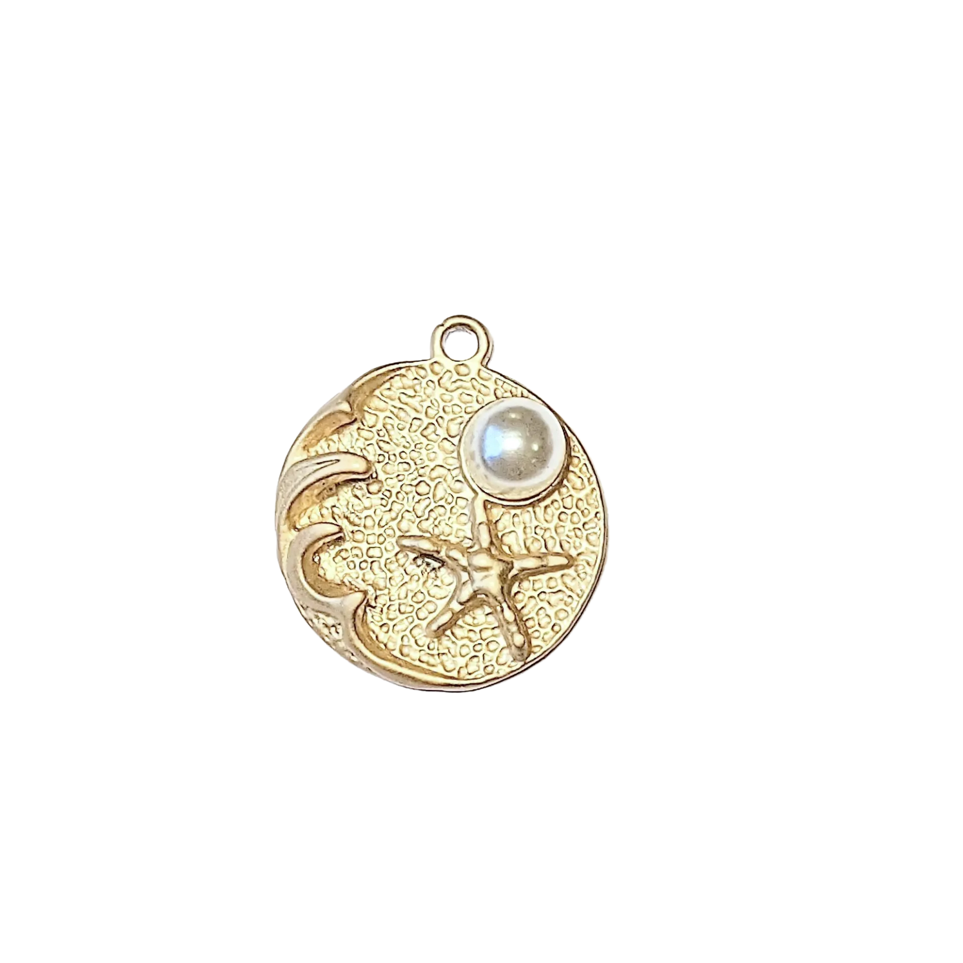 Matte Gold Pearl Beach Pendant