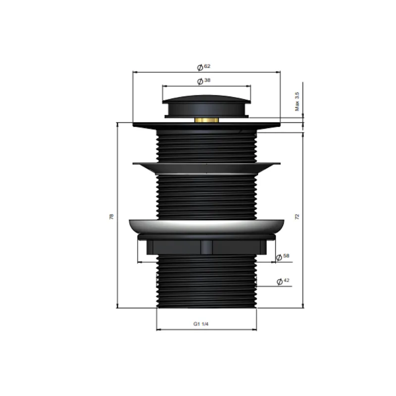 Meir Basin Pop-Up Waste 32mm No Overflow - Matte Black