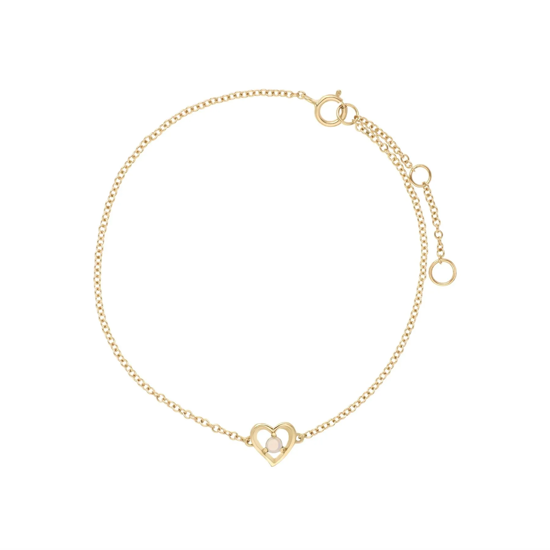 Opal Armband, 9 Karat Gelbgold Opa Rund Einzel Stein Herz 19cm Armband