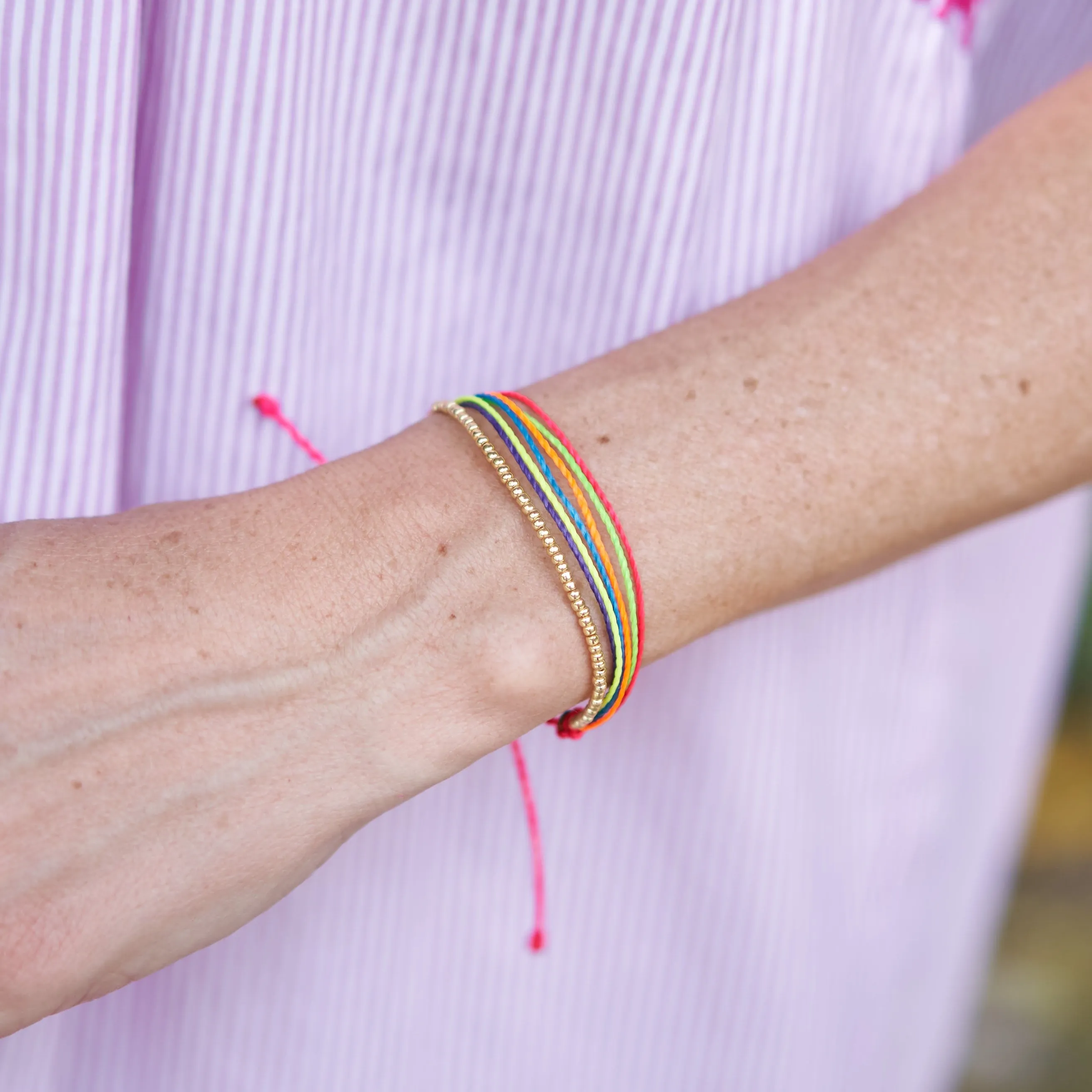 Rainbow Neon Cord Bracelets